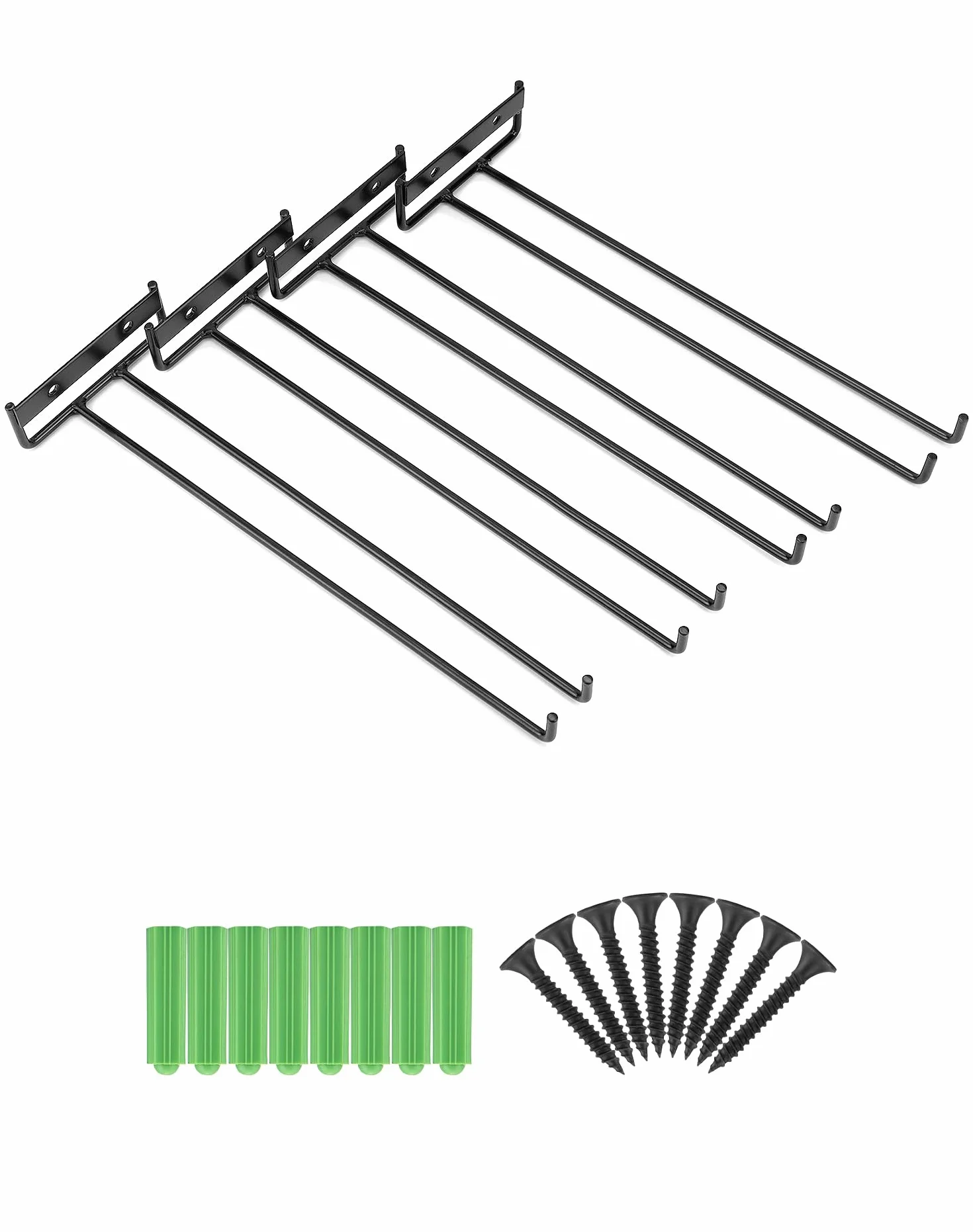 QWORK® 4 szt. regał na kieliszki do wina, metalowy wieszak na kieliszki do wina, uchwyt na kieliszki do wina, do baru, kuchni, czarny