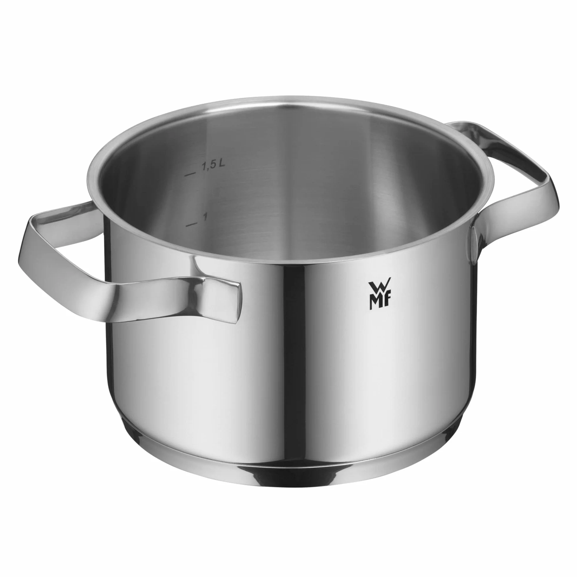 WMF Belmonte mały garnek 16 cm, mały garnek ze szklaną pokrywką, garnek do makaronu, garnek do mięsa indukcyjnego 1,9 l, polerowana stal nierdzewna Cromargan, niepowlekany