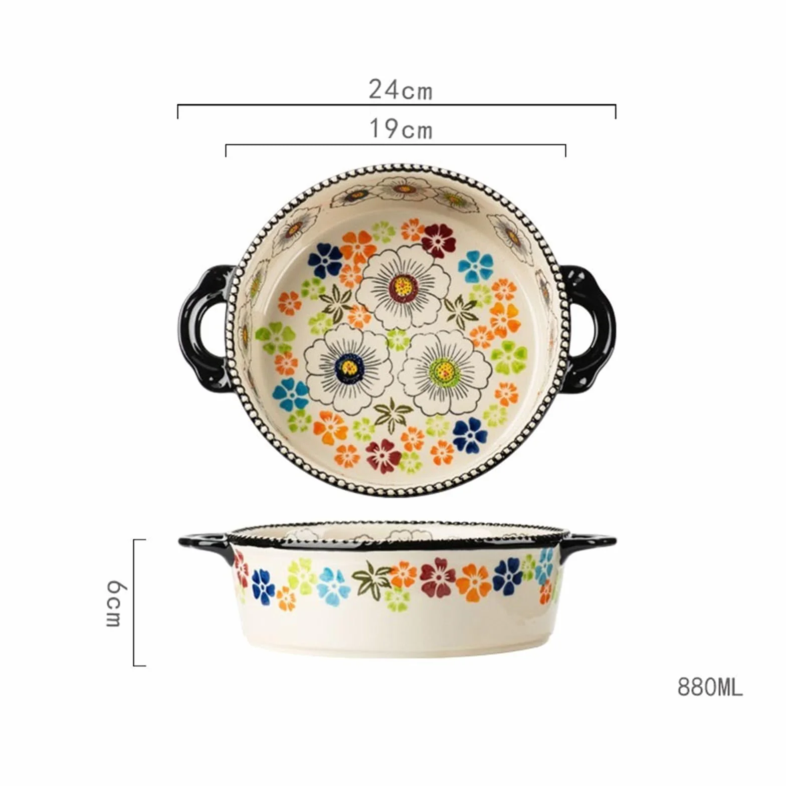 Garnek Domowe naczynia do pieczenia o dużej pojemności, wysoka temperatura, vintage podszkliwne naczynia, głęboki talerz z uchwytem kuchnia (19 cm)
