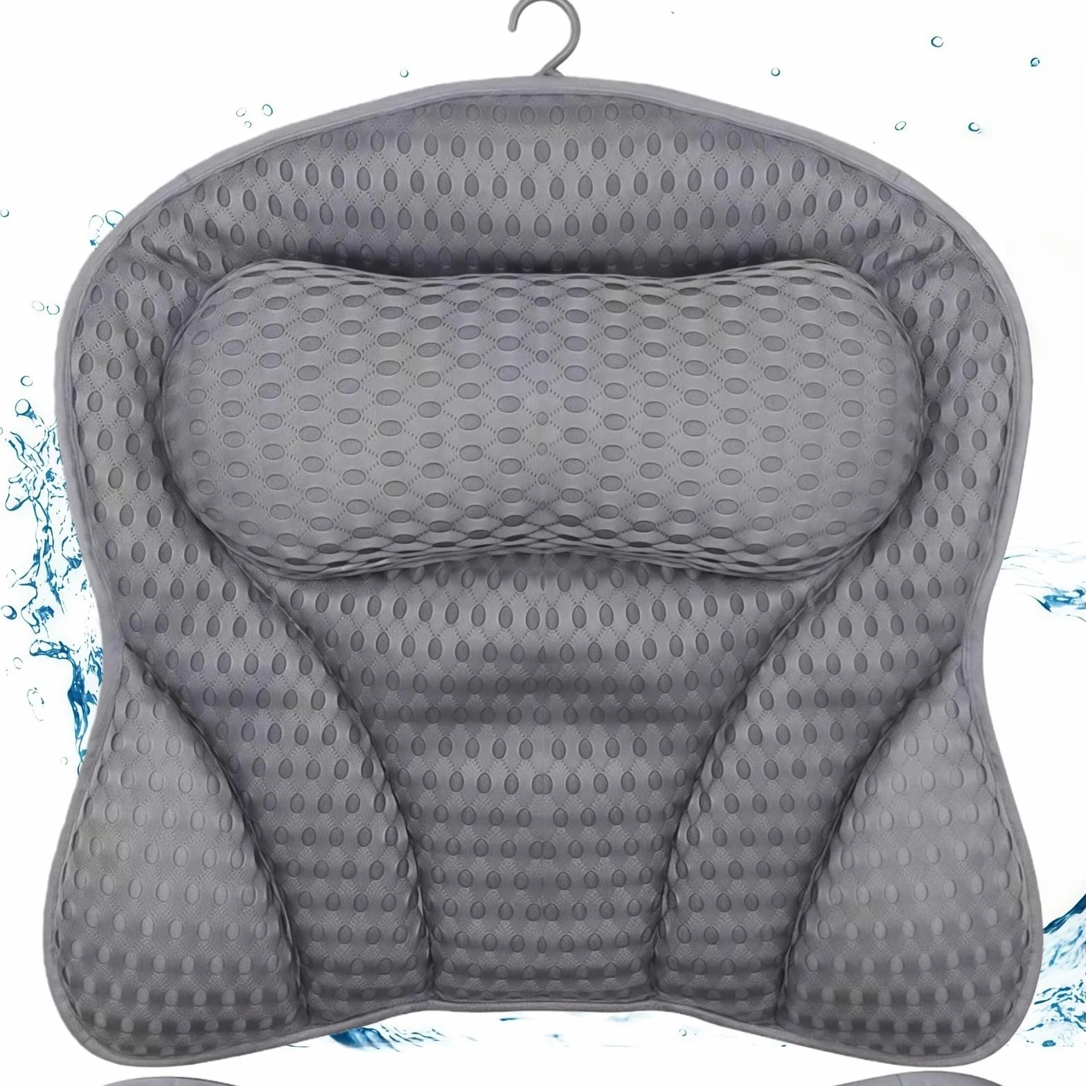 Poduszka do wanny pod kark, poduszka do wanny, poduszka z siateczki 4D, z 6 przyssawkami, poduszka łazienkowa z ergonomicznym dopasowaniem, podpierająca głowę, kark, ramiona, plecy, do domu, spa