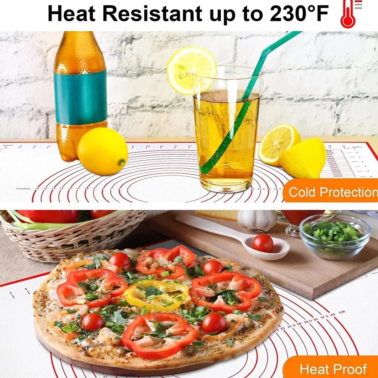 1 Szt. Mata Silikonowa Do Pieczenia Podkładka Do Ugniatania Ciasta Mata Do Ciasta Na Pizzę Urządzenie Do Wyrabiania Ciasta Kuchnia Gotowanie Grill Nieprzywierające Gadżety Pieczenie (Size : 60x50cm)