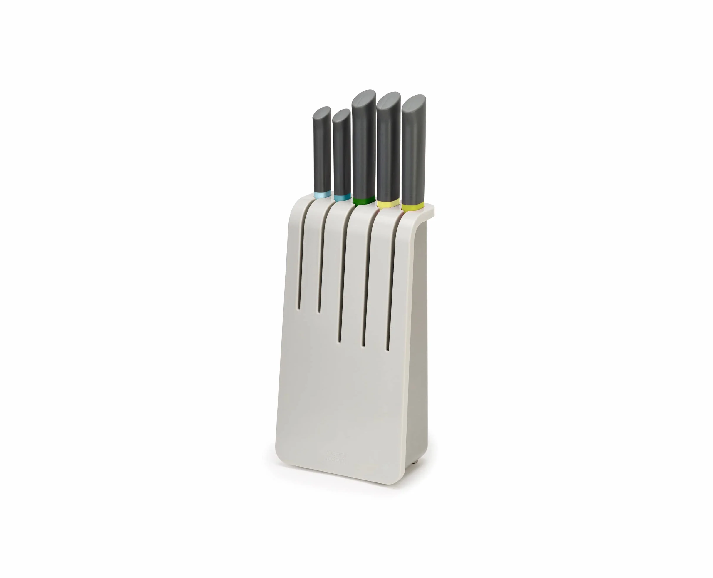 Joseph Joseph Duo 5-częściowy zestaw blokowych noży kuchennych, zawiera noże do warzyw, nóż szefa kuchni i nóż Santoku, opal/wielokolorowy