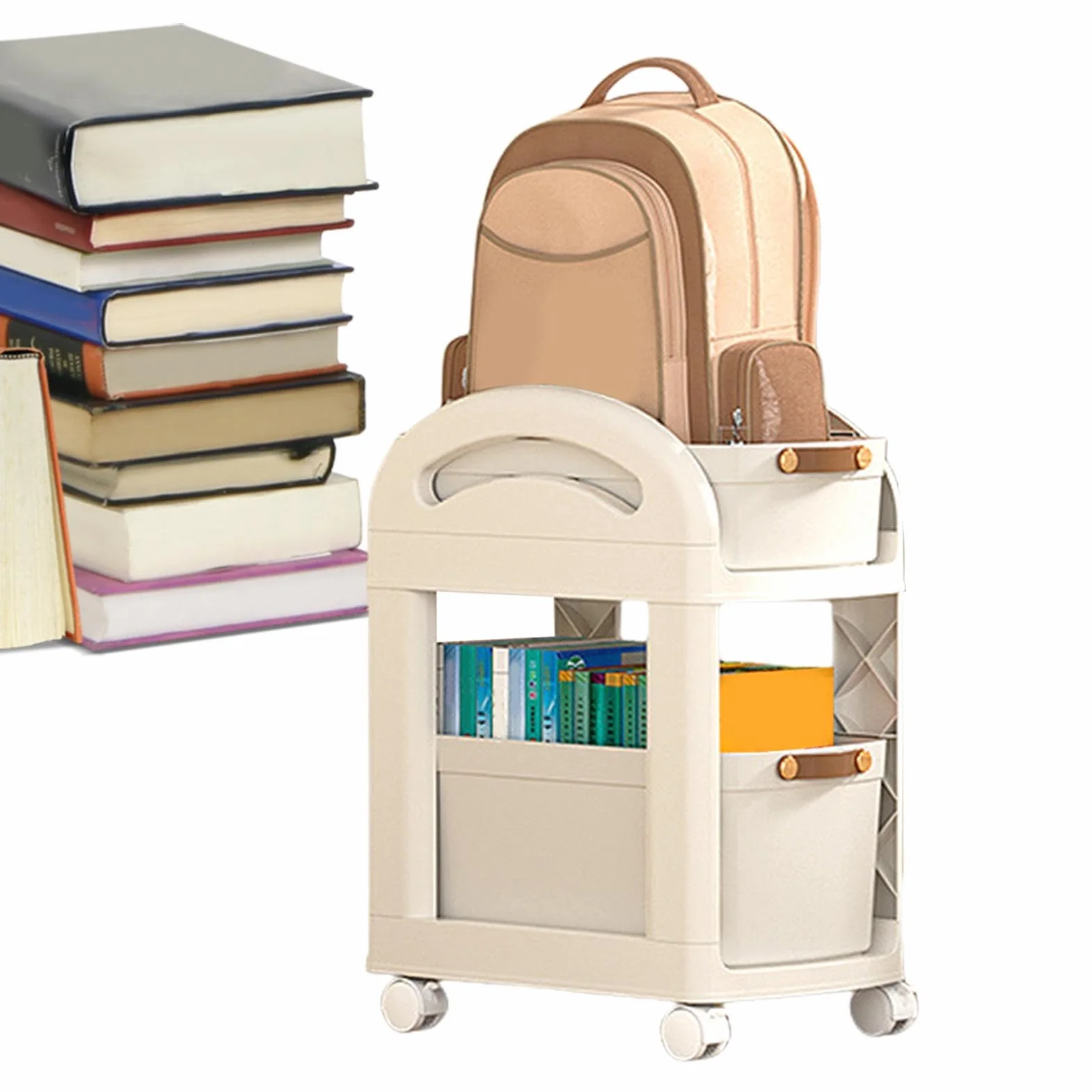 Under Desk Storage Cart 2-Tier Wózek z kołami, 15,75 x 10,04 x 18,74 cala, wielofunkcyjny wózek do przechowywania tekstów do pracy, sypialni, klasy, 2-poziomowych kół