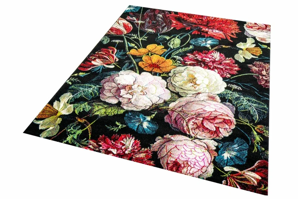 Teppich-Traum dywan, kwiaty, salon, w kolorze czarnym, kremowym, czerwonym, wymiary 120 x 170 cm