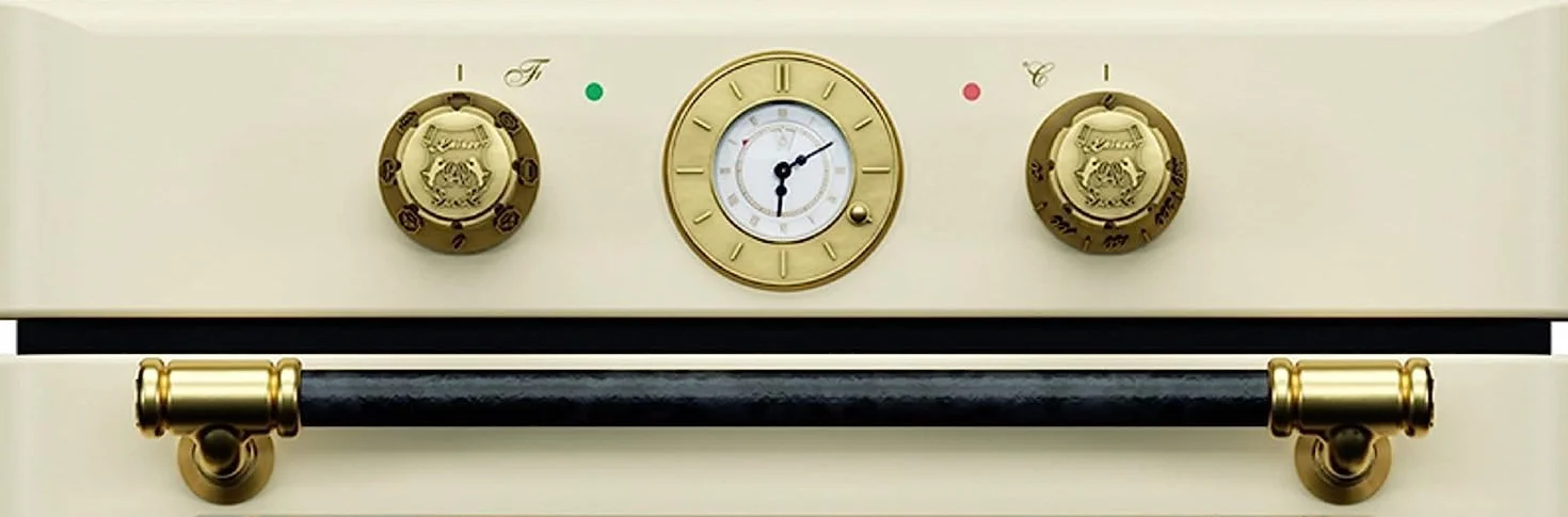 Kaiser Zestaw do piekarnika Autark EH 6432 ElfBE Eco+KG 6325 ElfEm, piekarnik elektryczny w stylu retro, obrotowy szpikulec, 10 funkcji + kuchenka gazowa do zabudowy w stylu retro, 60 cm, emaliowana