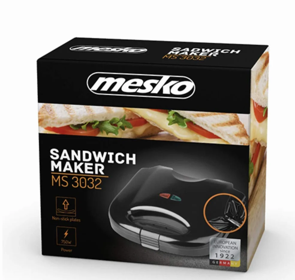 Adler Toster Sandwich z 750 W Power MS 3032, czarny
