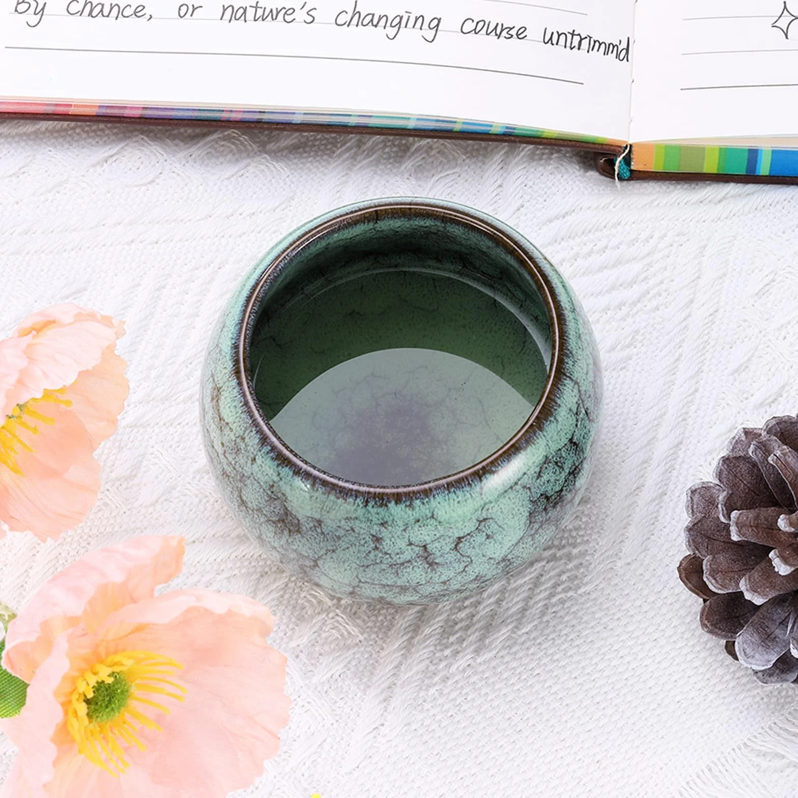 QUARKZMAN Filiżanki do herbaty chińska japońska ceramika 5,07 uncji zestaw do herbaty Gong Fu ręcznie robiona ceramiczna emalia bez uchwytu mały kubek do herbaty Mate Coffee Wino napoje Dom i prezenty
