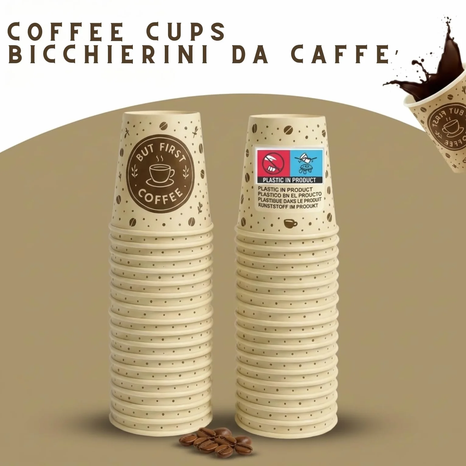 Papierowe kubki do kawy | Jednorazowe trwałe i nadające się do recyklingu małe napoje kawowe espresso Macchiato idealne do baru herbacianego, biura, cateringu, na imprezy (60 ml/2,5 uncji))
