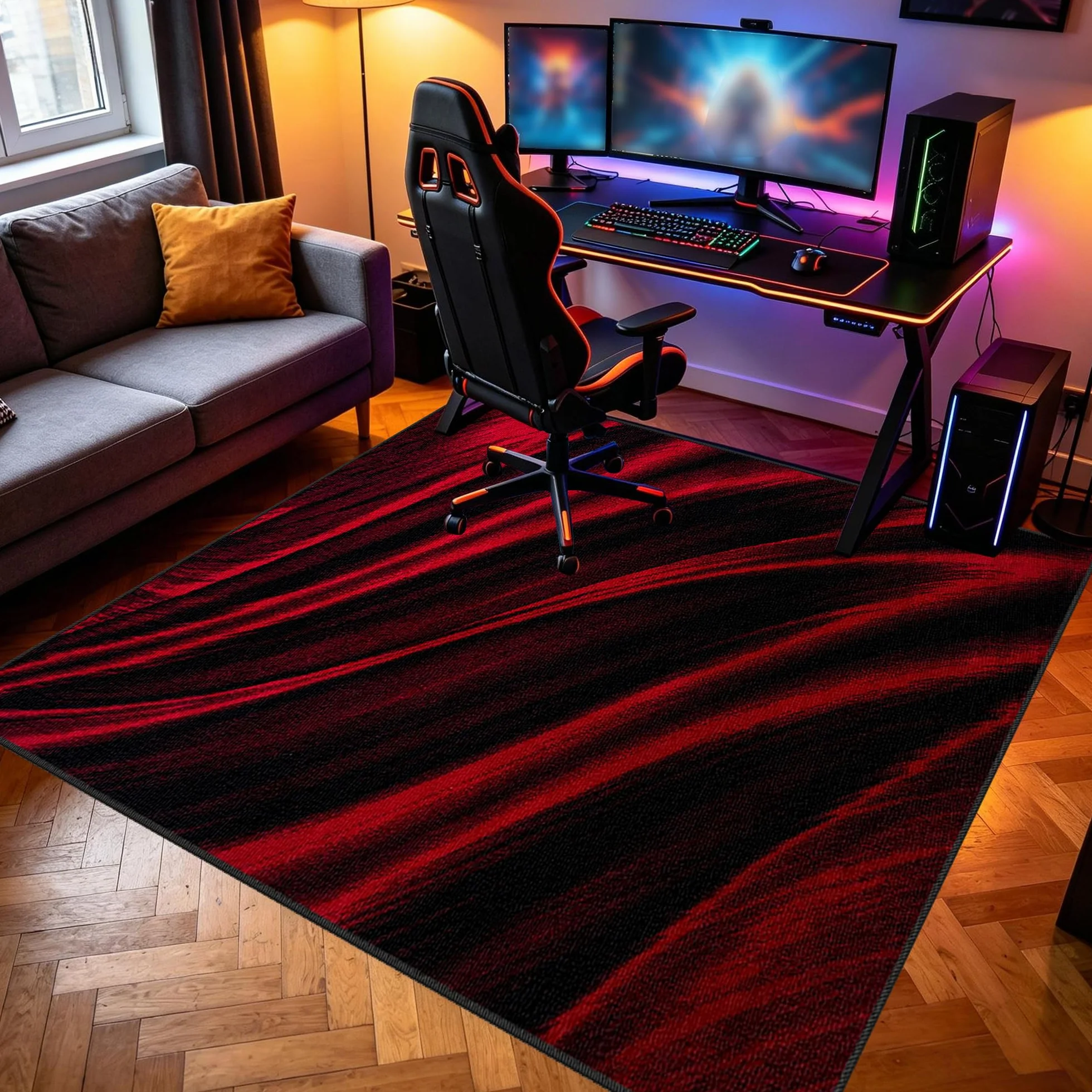 Dywanik dla graczy, antypoślizgowa mata podłogowa, 200 x 260 cm, mata ochronna, do pokoju gamingowego, podkładka pod krzesło komputerowe, podkładka pod krzesło gamingowe