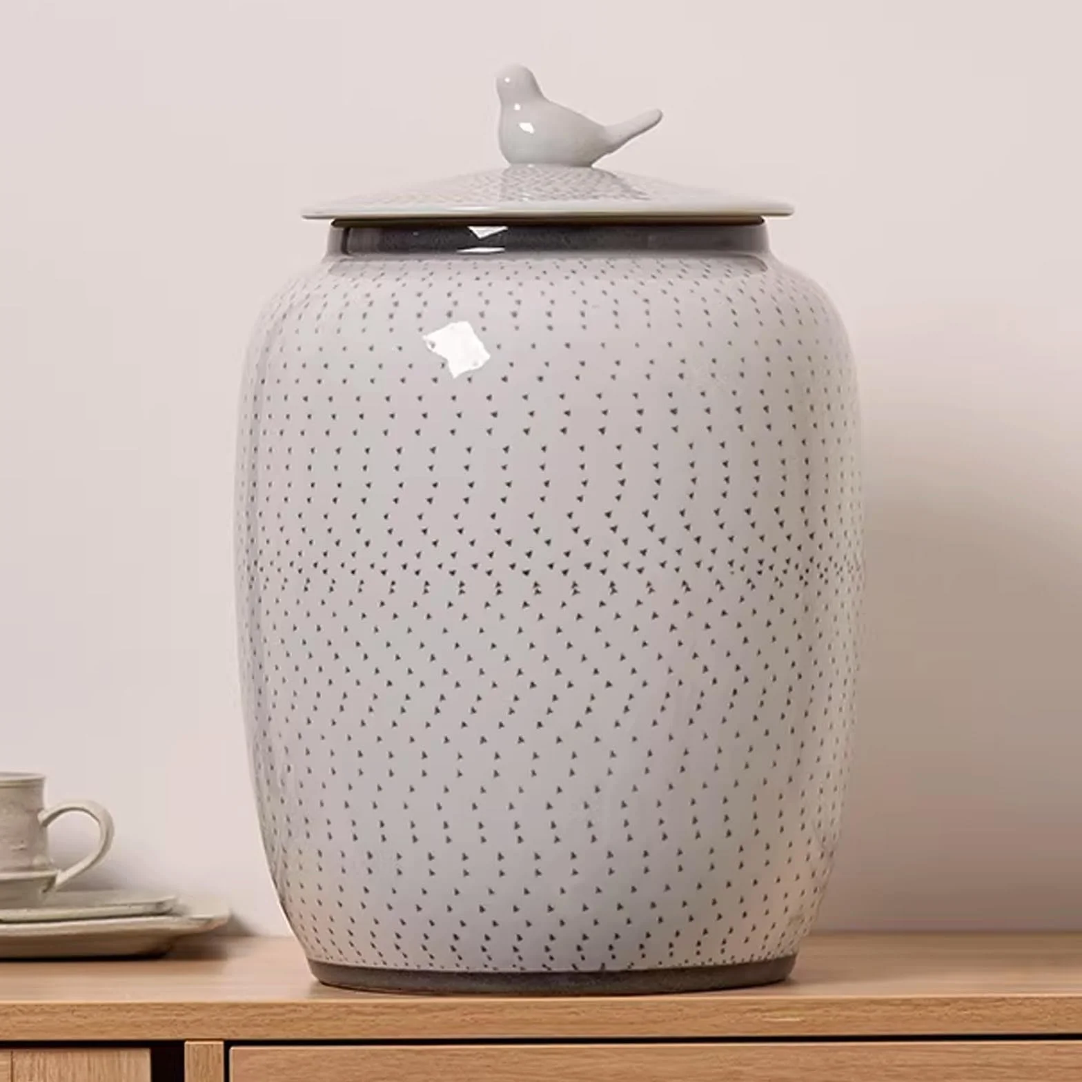 Hermetyczny ceramiczny pojemnik na ryż z pokrywką, duże wiadro do przechowywania żywności, na ryż, mąkę, płatki owsiane, kawę, herbatę, orzechy, ręcznie robiony, łatwy do czyszczenia, organizacja