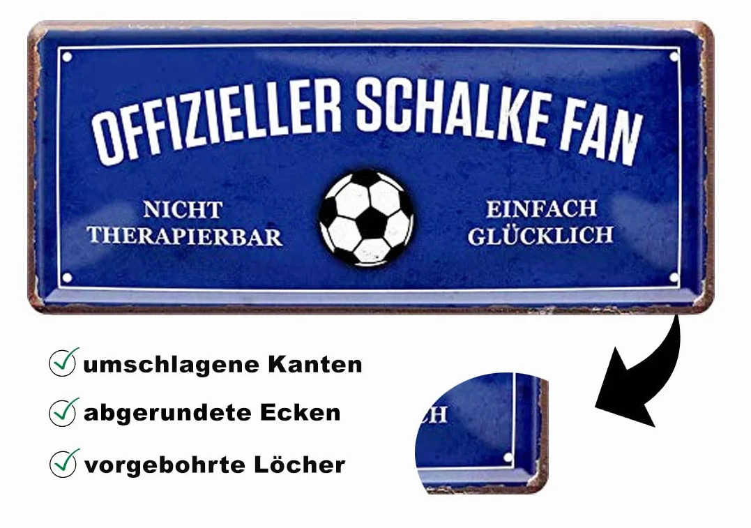 Blechschilder Tutaj mieszka jeden kibic Schalke / oficjalny fan Schalke / Ich Bin Schalke Fan dekoracyjna tabliczka metalowa tabliczka artykuł prezent na urodziny lub Boże Narodzenie (niebieski 28 x 12))
