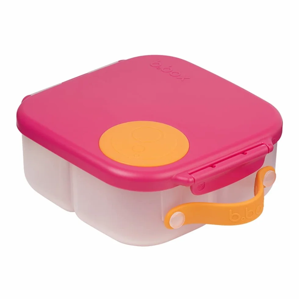 b.box Mini pudełko na lunch Bento z 3 przegródkami (2 szczelne), optymalne dla małych dzieci, na lunch i przekąski, pasuje na cały owoc, bez BPA, shake truskawkowy