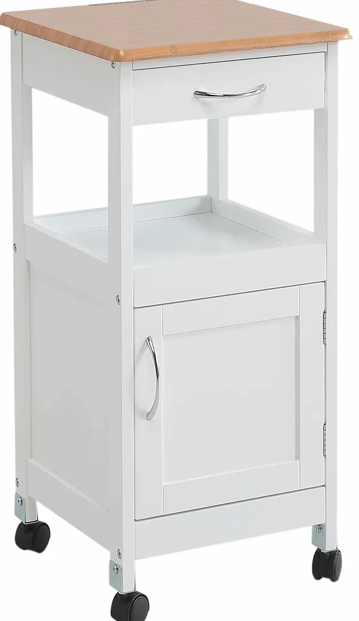 Kit Closet Wózek kuchenny z 1 drzwiami i 1 szufladą, drewno/biały, 37 x 37 x 76