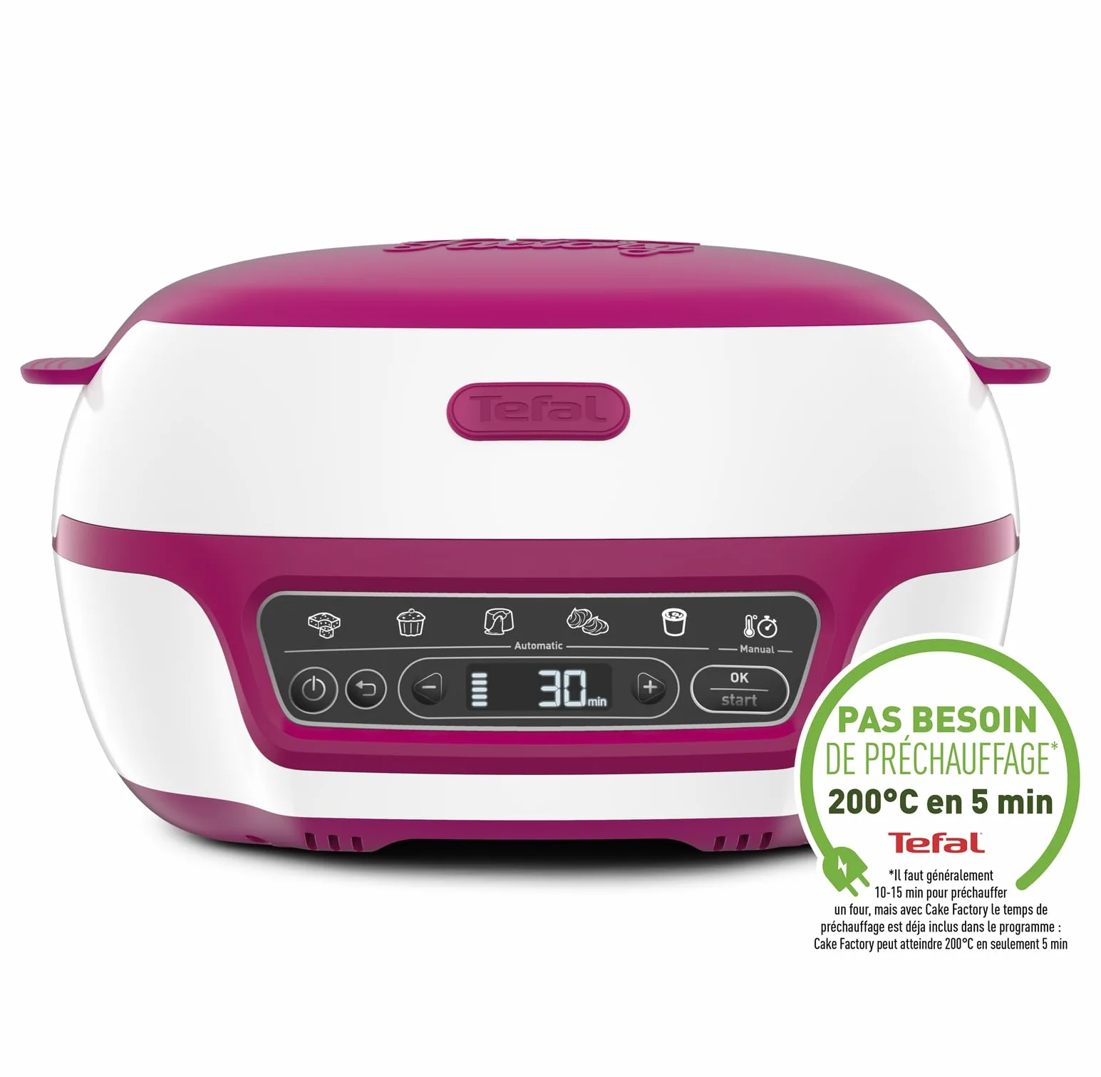 Tefal Inteligentna maszyna do ciasta, 5 automatycznych programów, 1 tryb ręczny, 12 foremek do mini ciast, 1 duża forma, kompatybilna z serią CreaBake, fabryka tortów rozkoszy KD810112