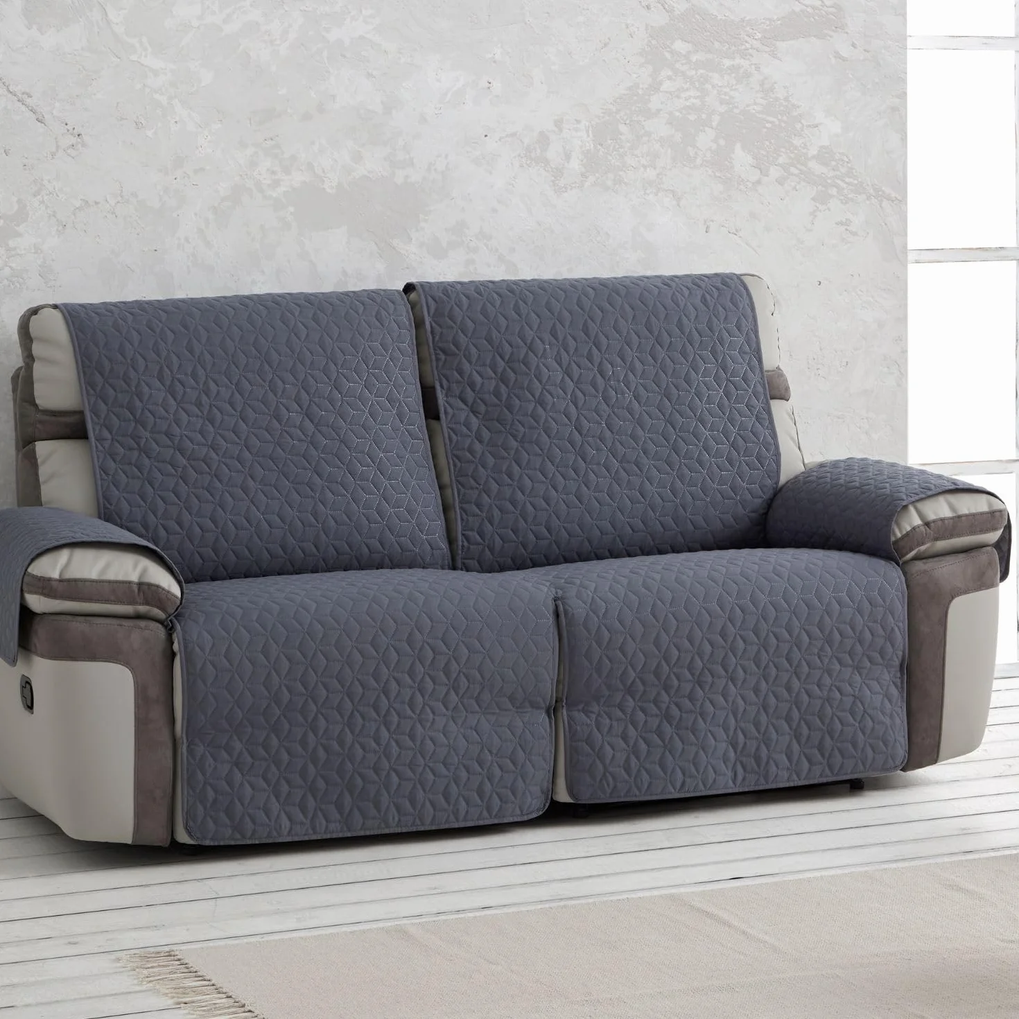 MAXIFUNDAS-Pokrywa Wyściełana sofa Relax 2-osobowa Slam, Szary.