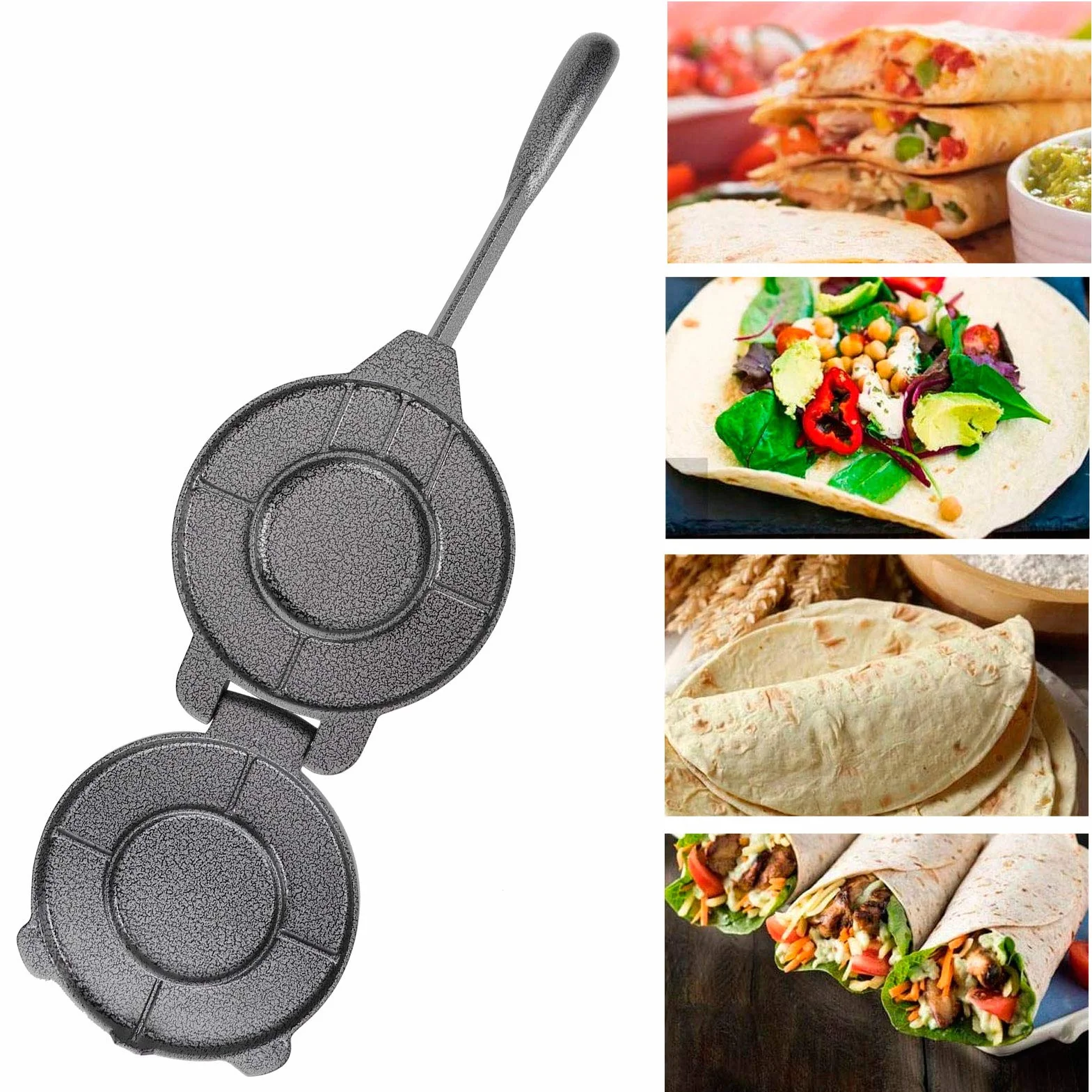 Prasa do tortilli, prasa do tortilli 6,5 cala, Heavy Duty, prasa do taco, roti Maker, żeliwna prasa do tortilli, pre-sezoned prasa do mąki kukurydzianej, narzędzia do wyciskania ciasta, akcesoria