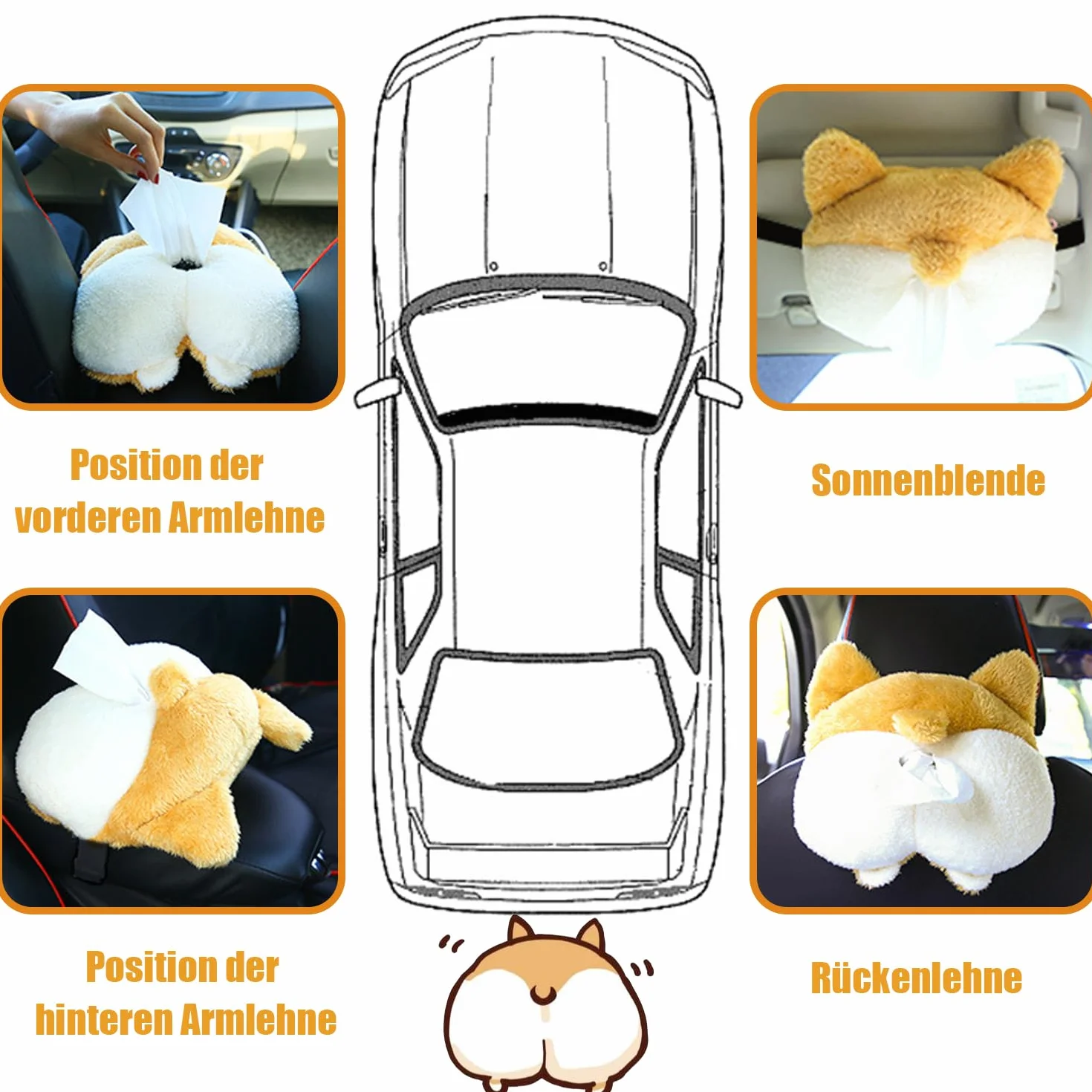 Pluszowy Dozownik Chusteczek Corgi Do Samochodu, Domu, Sypialni - Słodki, Zabawny Pojemnik Na Chusteczki Higieniczne
