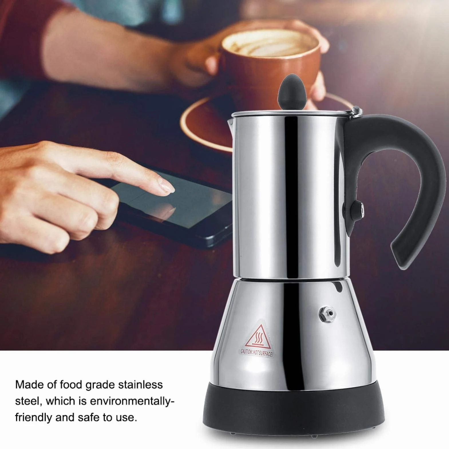 Elektryczny dzbanek do espressoekspres 300 ml, z stali nierdzewnej, wtyczka UE 220 V
