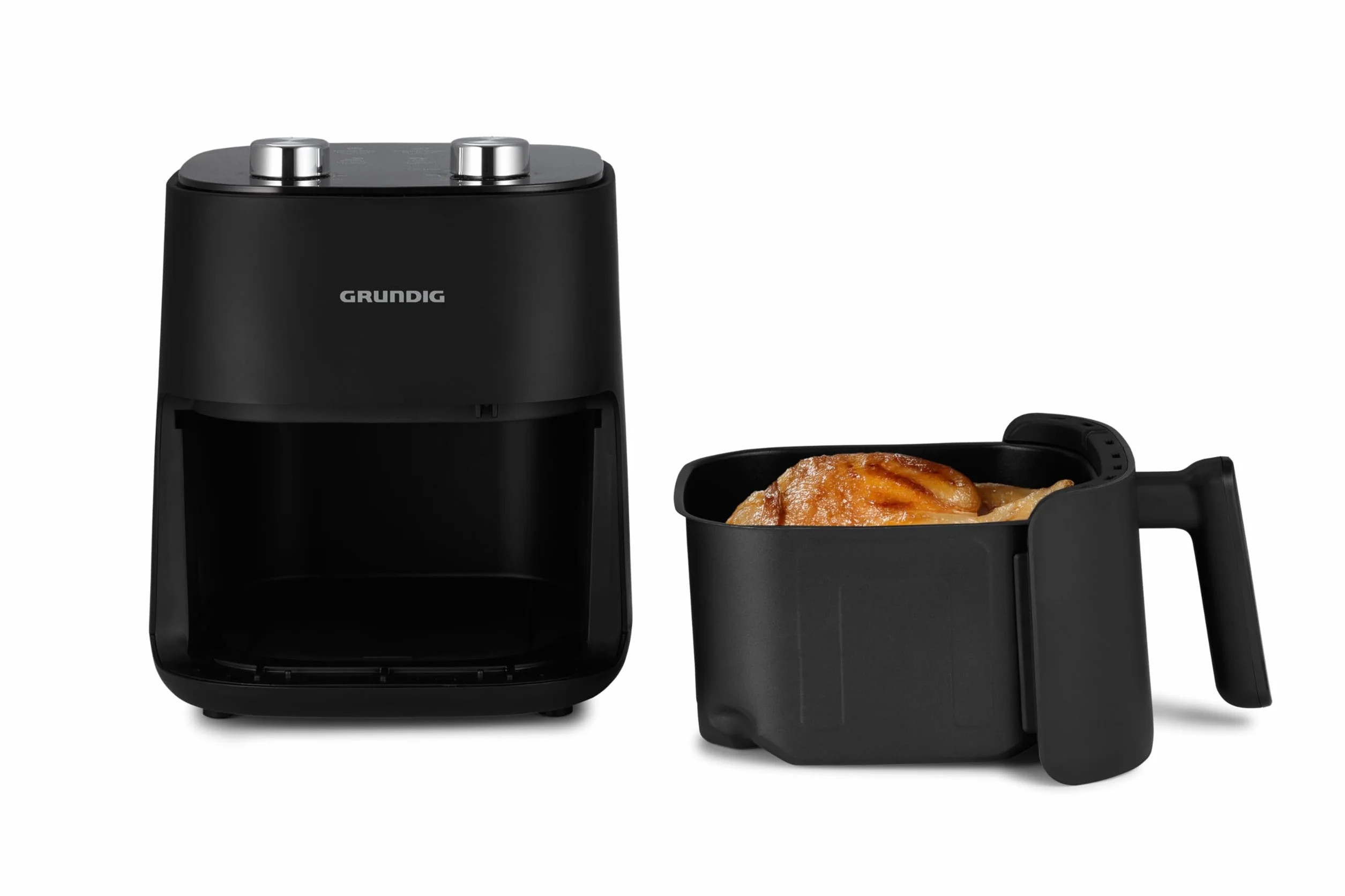 Grundig FRY 6321 L frytkownica na gorące powietrze, pojemność 4,7 l, 1300 W, kosz nadaje się do mycia w zmywarce, regulacja temperatury i czasu, powłoka nieprzywierająca, czarna