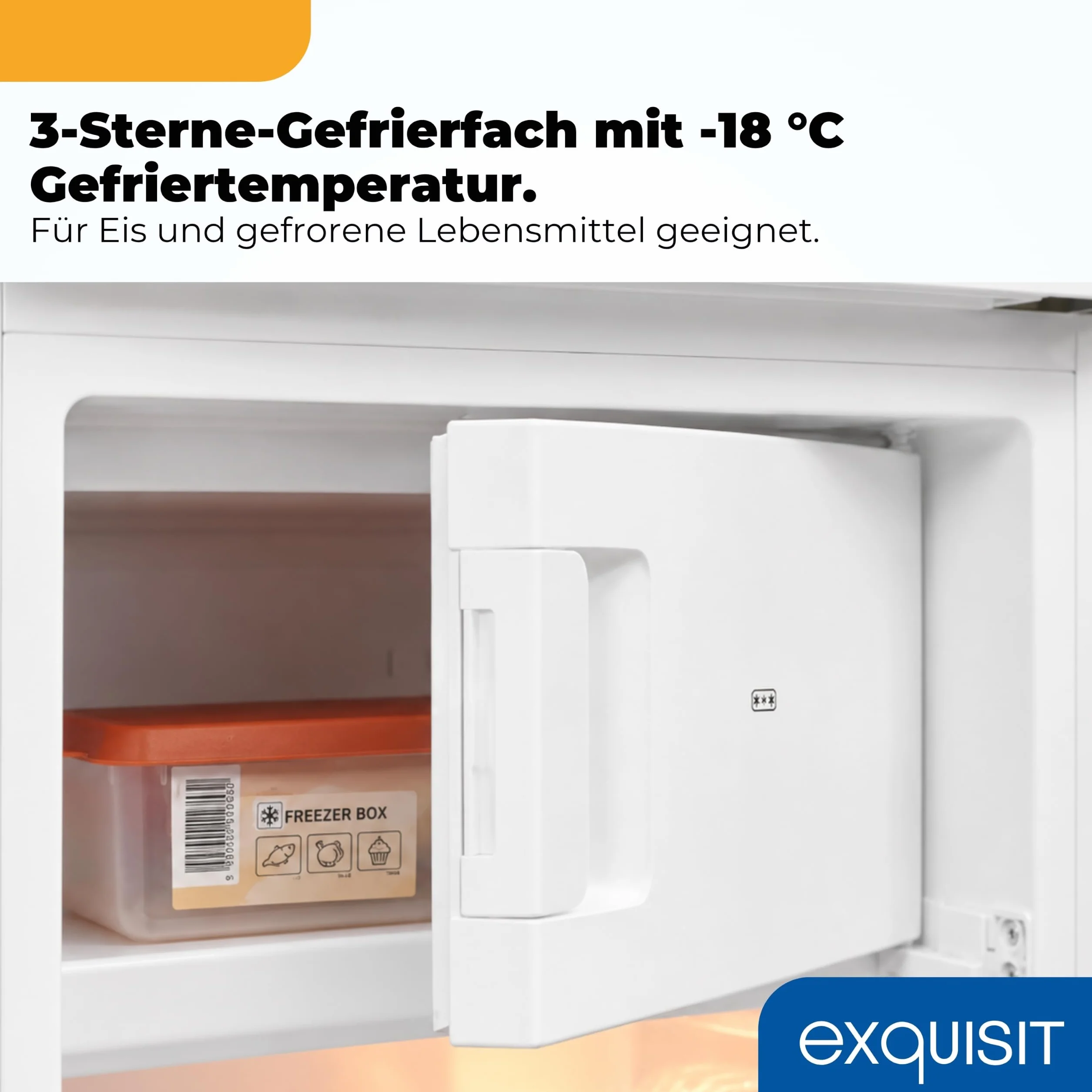 Exquisit Lodówka KS5117-3-040E biała | urządzenie stojące | pojemność 81 l | biała | szklane półki | wolnostojąca | światło LED | chłodzenie i zamrażanie | wymienne zawiasy drzwiowe | półka na warzywa