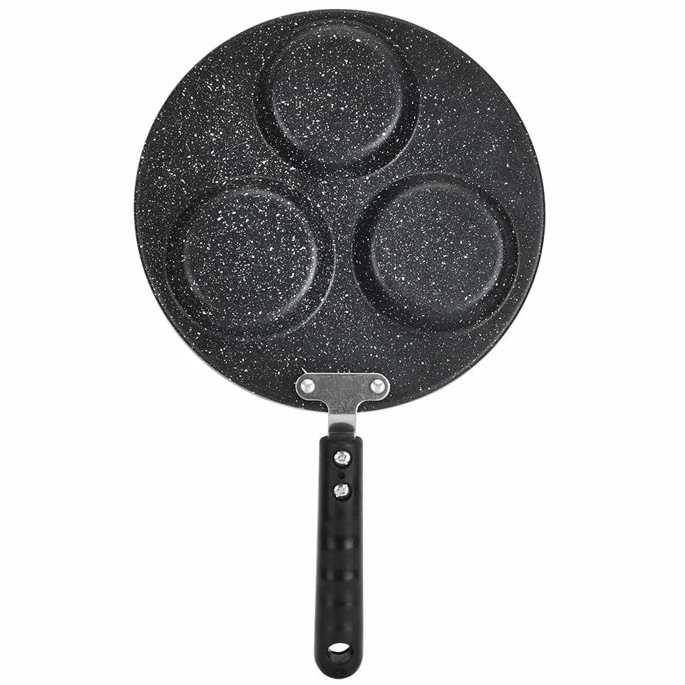 Aluminiowa patelnia do jajek z 3 filiżankami nieprzywierająca patelnia śniadaniowa i cukiernicza do hamburgera, angielskiej muffinki, kanapki, kiełbasy, pasztecików i jajek