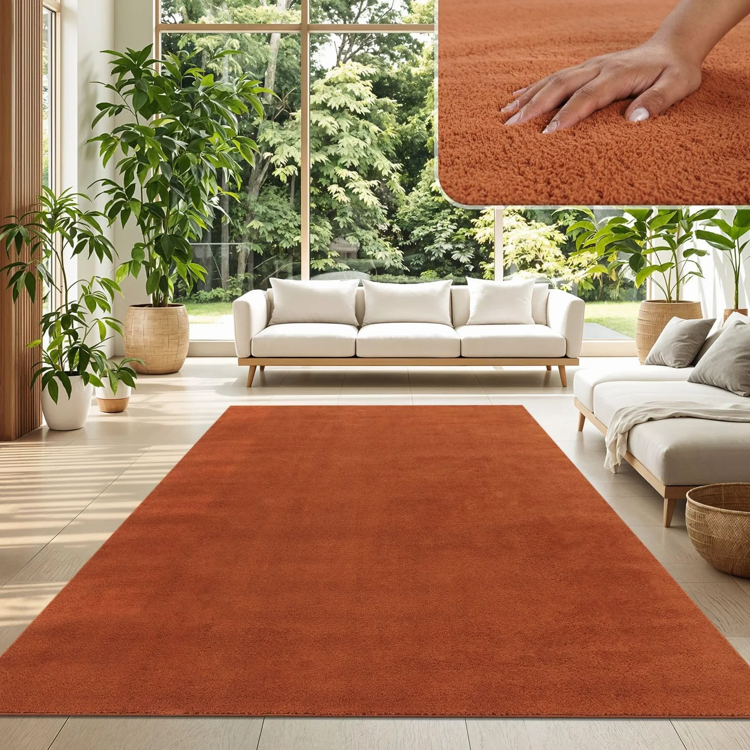 TT Home Dywan Salon Krótki W³os Jednokolorowy Modny Wzór Mo¿liwo¶æ Prania, Kolor: Ciemnopomarañczowy, Rozmiar:240x340 cm