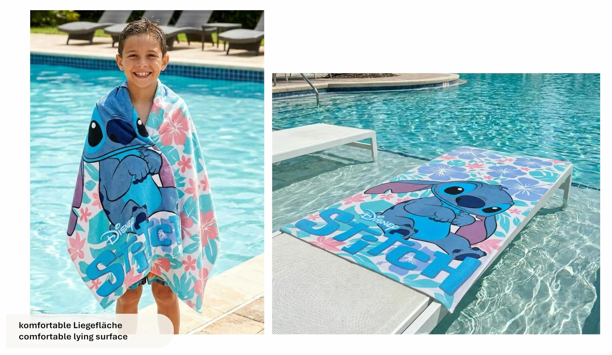 Theonoi Disney Lilo und Stitch dziecięcy ręcznik kąpielowy, ręcznik plażowy, 70 x 140 cm, 100% bawełna, dla chłopców i dziewczynek – standard Öko-Tex