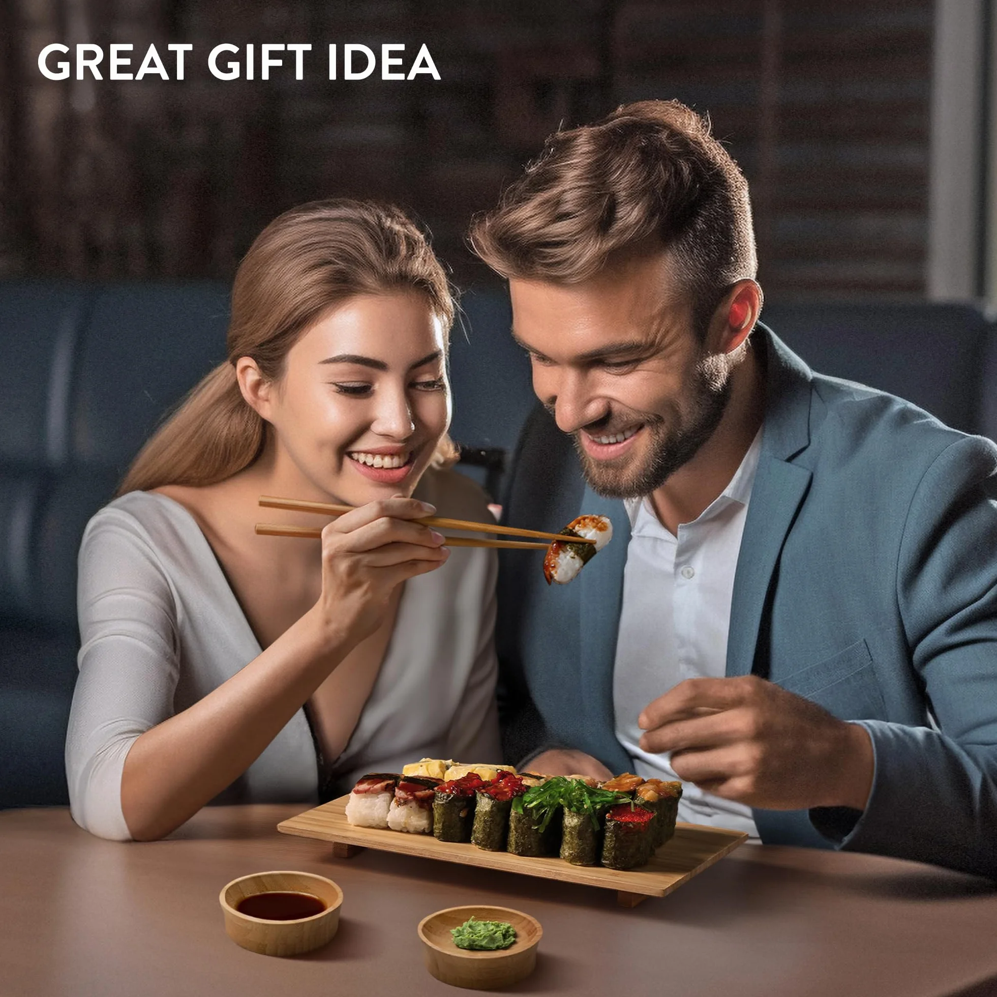 Navaris Sushi Maker kompletny zestaw – 16-częściowy zestaw akcesoriów bambusowych z 2 matami do sushi, 1 x łyżką do ryżu, 1 tacą, 5 pałeczkami i półką na pałeczki, 2 x miska do dipów