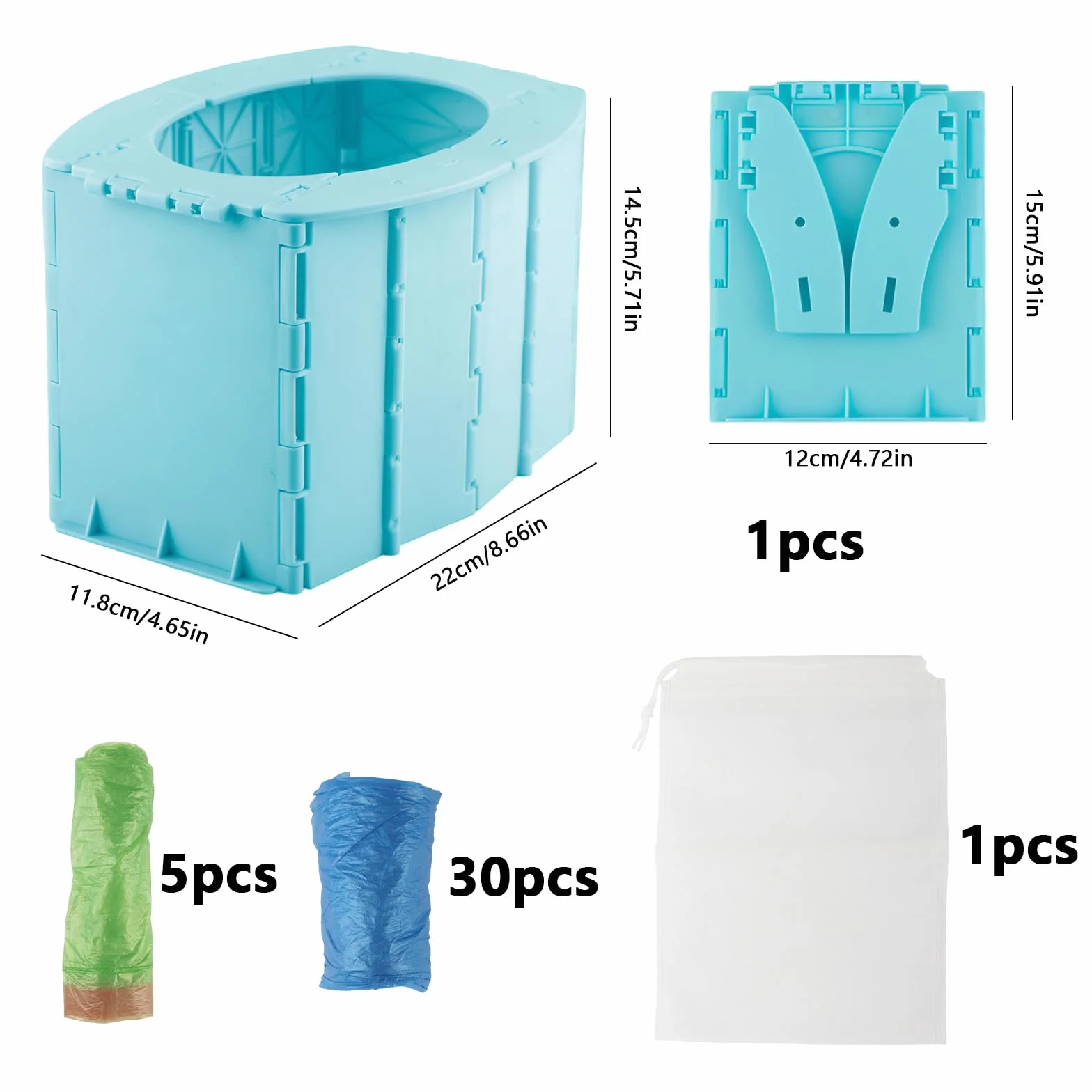Vaskula Potty for On the Go Travel Toilet Children with Storage Bag and 35 Garbage Bags Foldable Potty for Emergencies Hiking Camping Car Indoor and Outdoor Use (Blue)