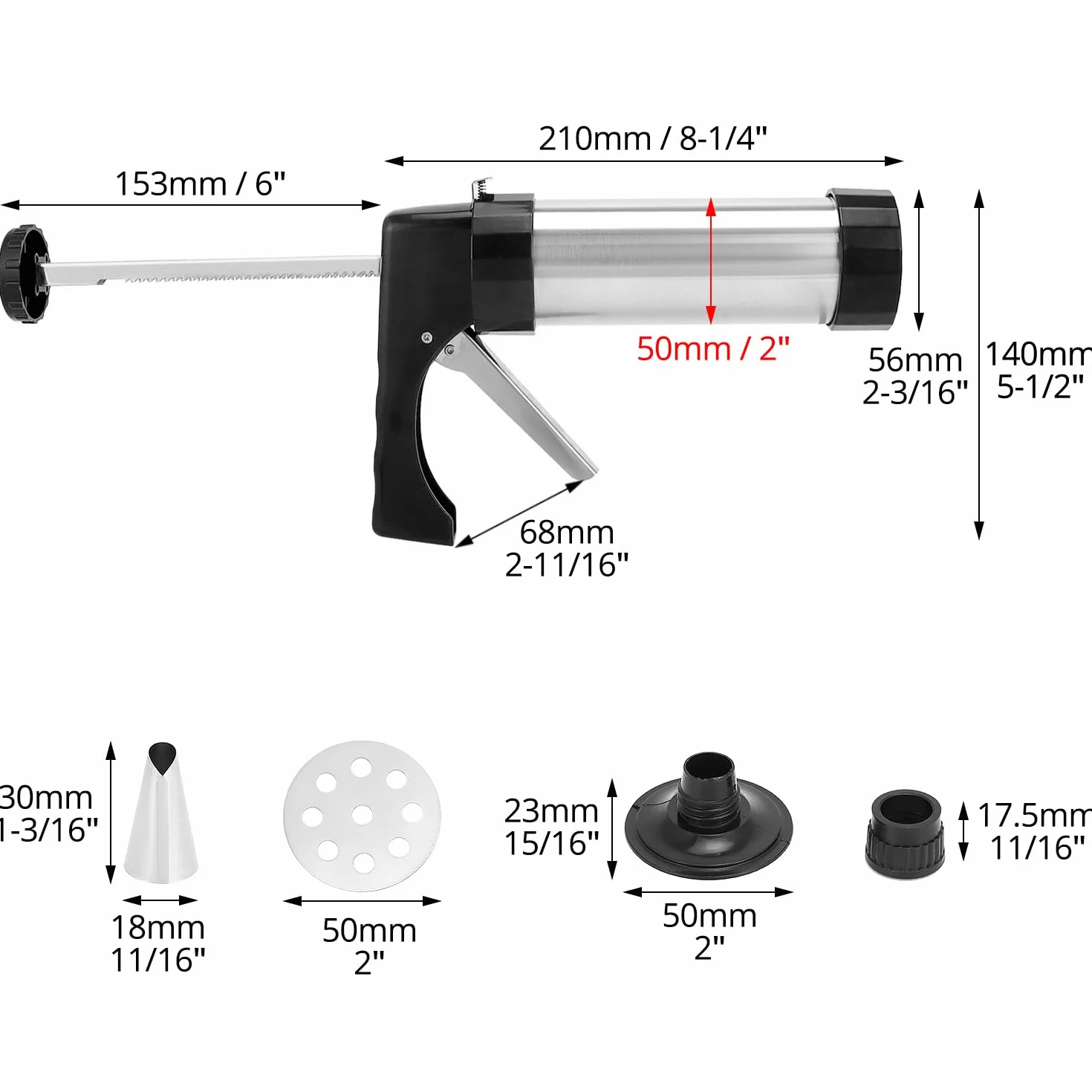 QWORK® Prasa do ciastek ze stali nierdzewnej, zestaw do robienia ciastek z 8 dyszami i 13 szablonami do ciastek, pistolet do wyciskania ciastek dla entuzjastów pieczenia