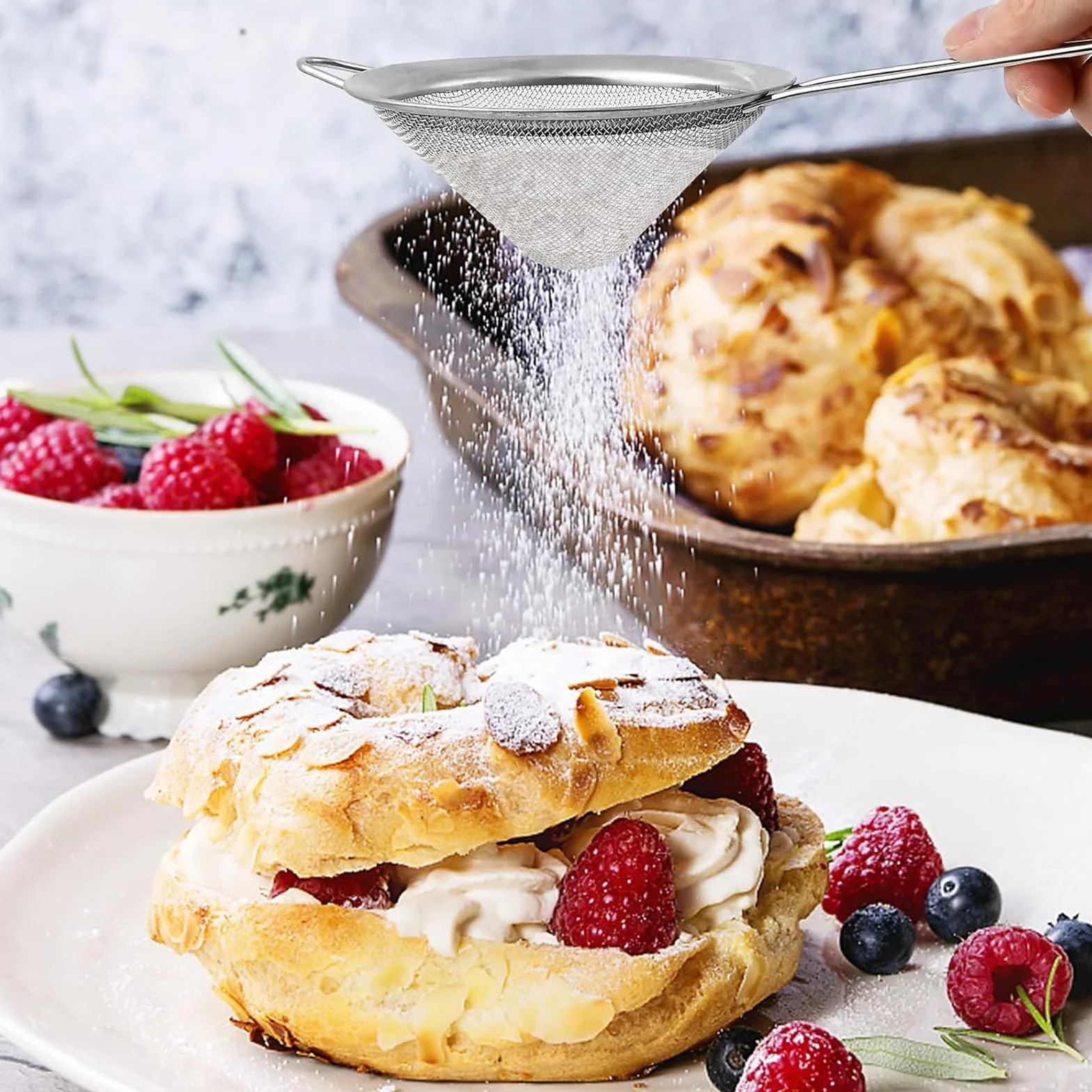 Sitko kuchenne, 2 sztuki, zestaw sitek kuchennych ze stali nierdzewnej, drobne sitko kuchenne, do gotowania, komosy ryżowej, cukru pudru, herbaty