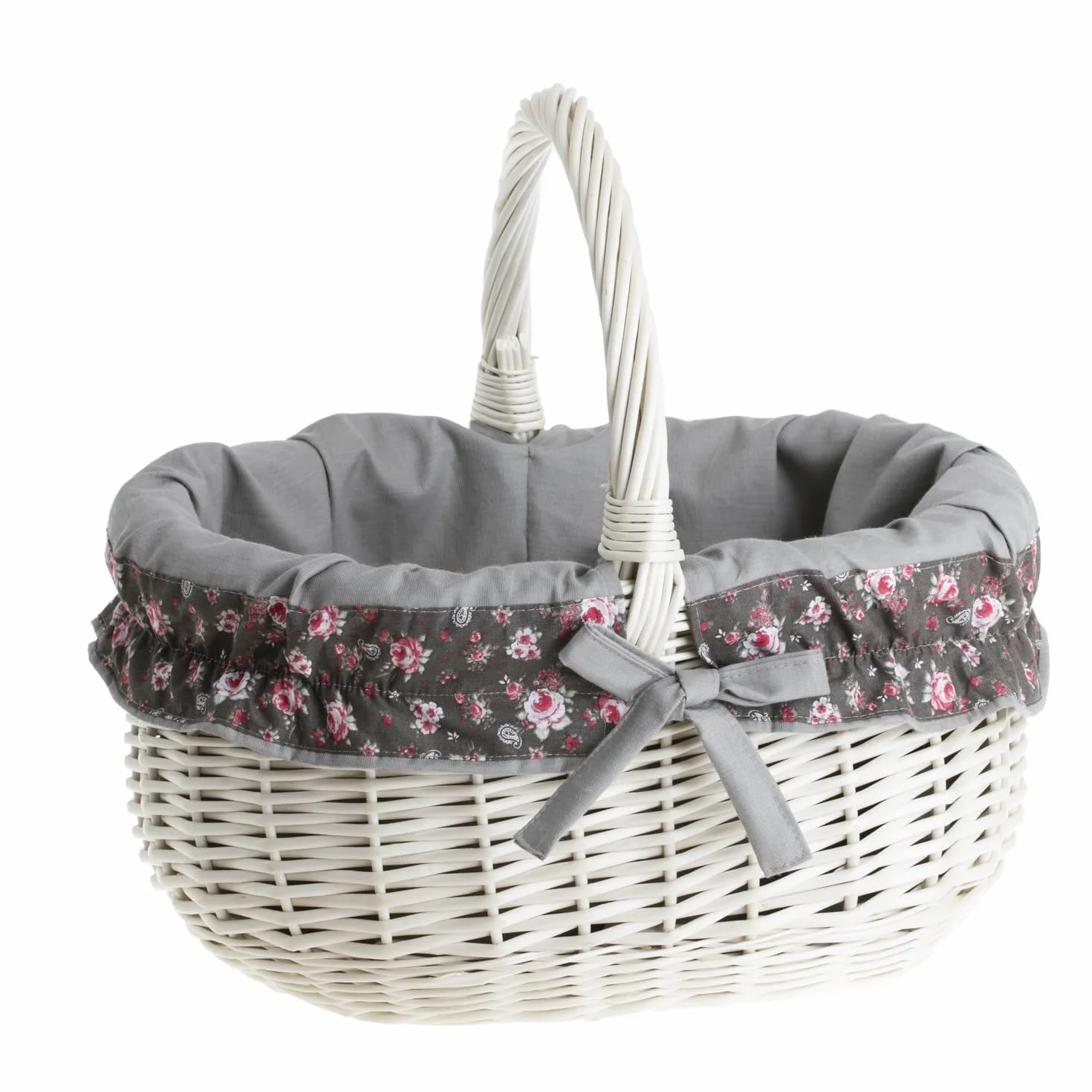 e-wicker24 Koszyk na zakupy, wiklinowy pleciony kosz z uchwytem, kosz na piknik