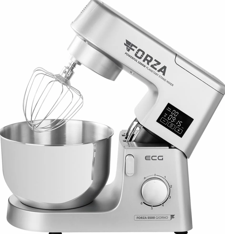 ECG FORZA 5500 Day srebrny robot kuchenny 1500 W, wyświetlacz LED srebrny