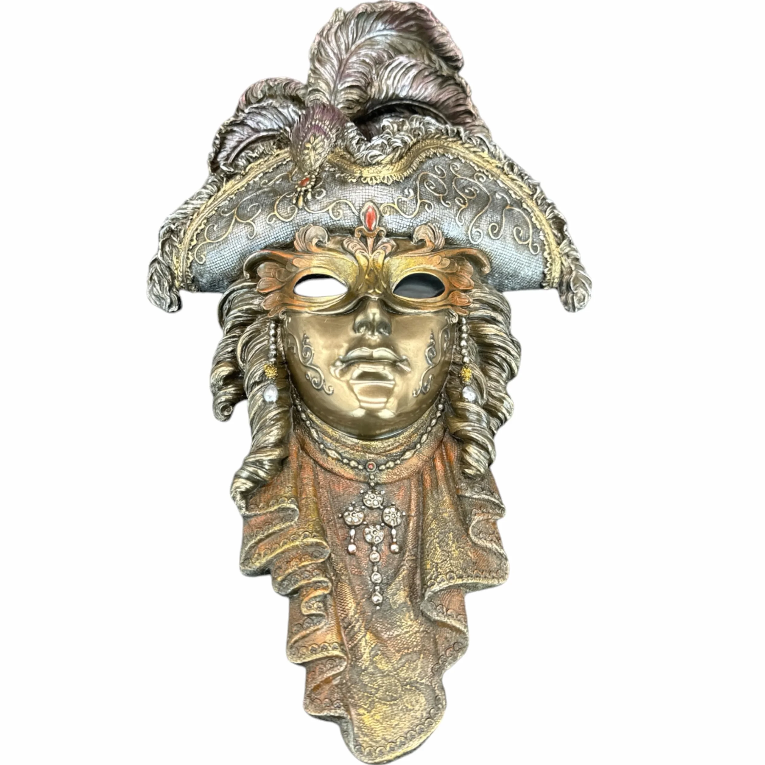 57 SPECIAL REPLICAS Rzeźba dekoracyjna figurka – cudowna maska wenecka z kapeluszem – figurka jako prezent do salonu, dekoracja figurki, dekoracja