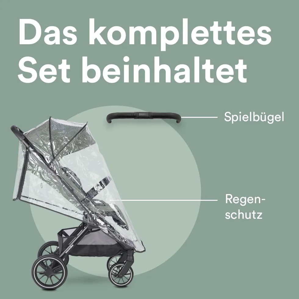 Easywalker Wózek dziecięcy Jackey² XL 0-22 kg, automatyczne składanie, przestronny wózek z kółkami XL, osłona przeciwsłoneczna i kosz na zakupy, kompatybilny z fotelikami samochodowymi, agawa zielona