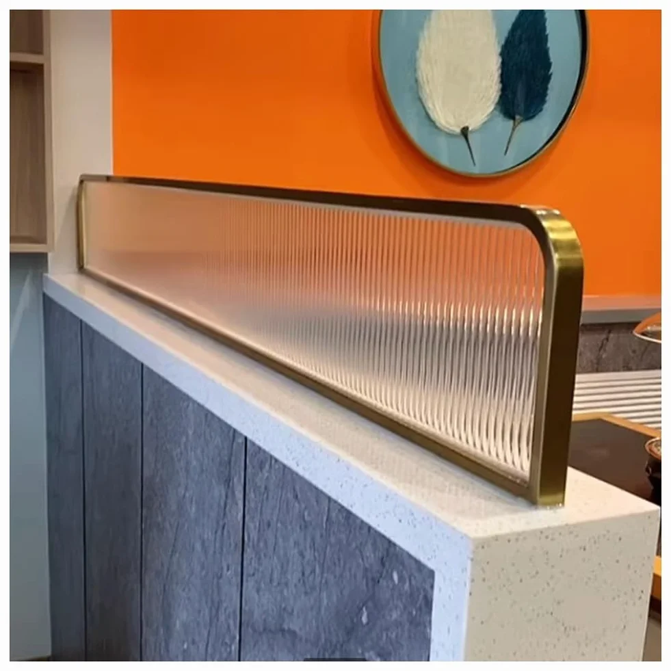 Złoty panel działowy na biurko, 0,9 m x 30 cm, przegroda biurowa, przegroda do restauracji i hotelu, stylowa do przestrzeni roboczych, zwiększająca produktywność i estetykę