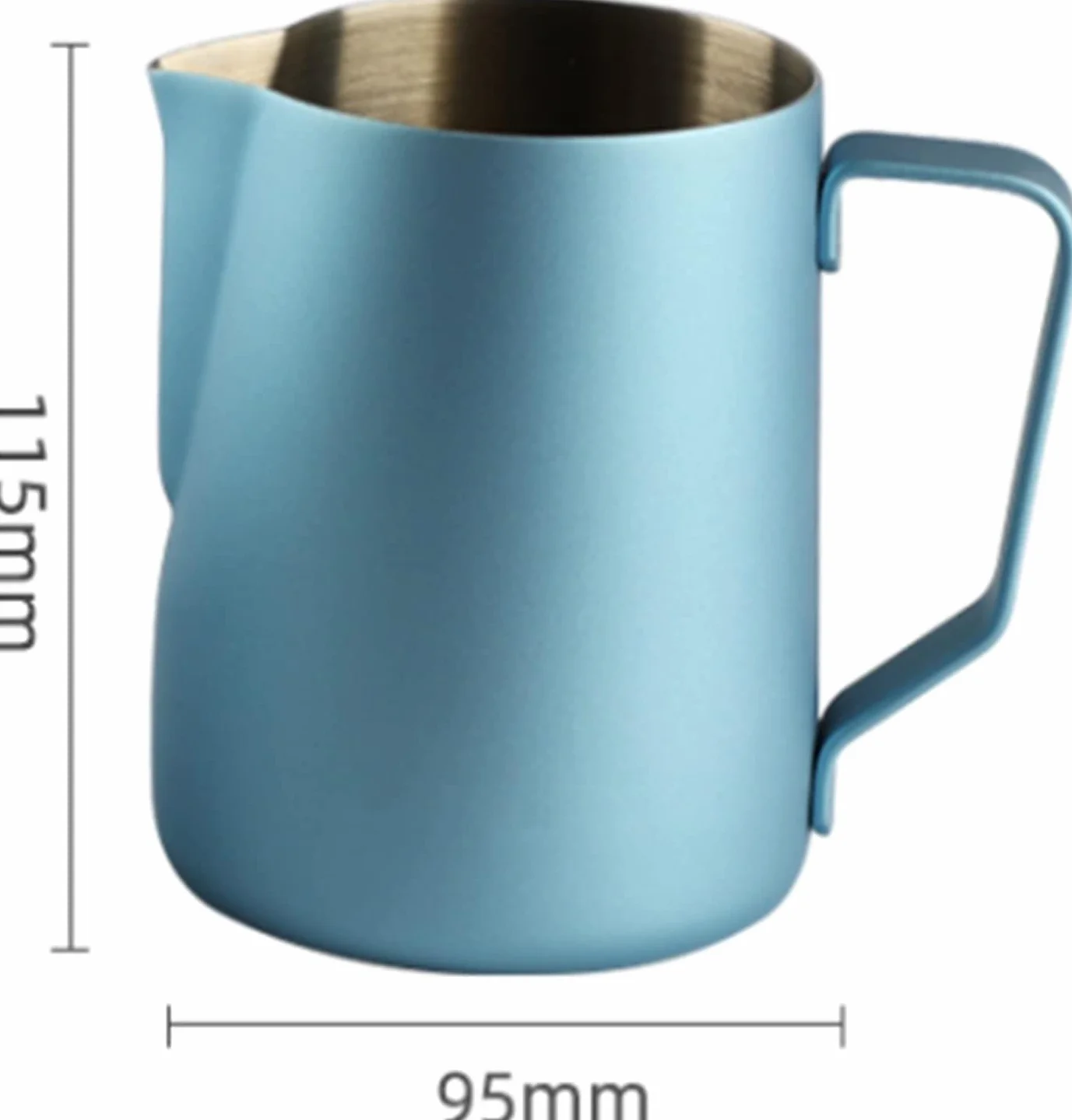 Dzbanek na mleko, Dzbanek do spieniania mleka ekspresu kawy, kubek ze stali nierdzewnej, dzbanek, latte, mały, elegancki spieniacz, 600/350 ml, w kolorze niebieskim