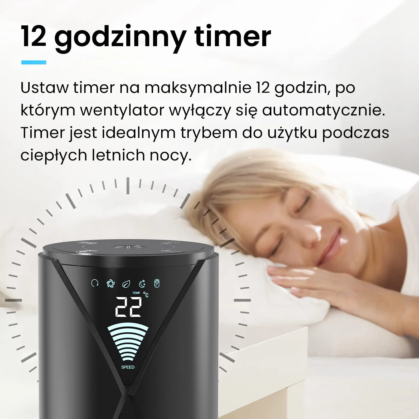 Pro Breeze Cichy Wentylator Kolumnowy z Pilotem Zdalnego Sterowania, Wieżowy Stojący Podłogowy, 45W, Wysokość 117 cm, Bezśmigłowy Bezłopatkowy Chłodzący, Automatyczna Oscylacja 70°, 12h Timer, Czarny
