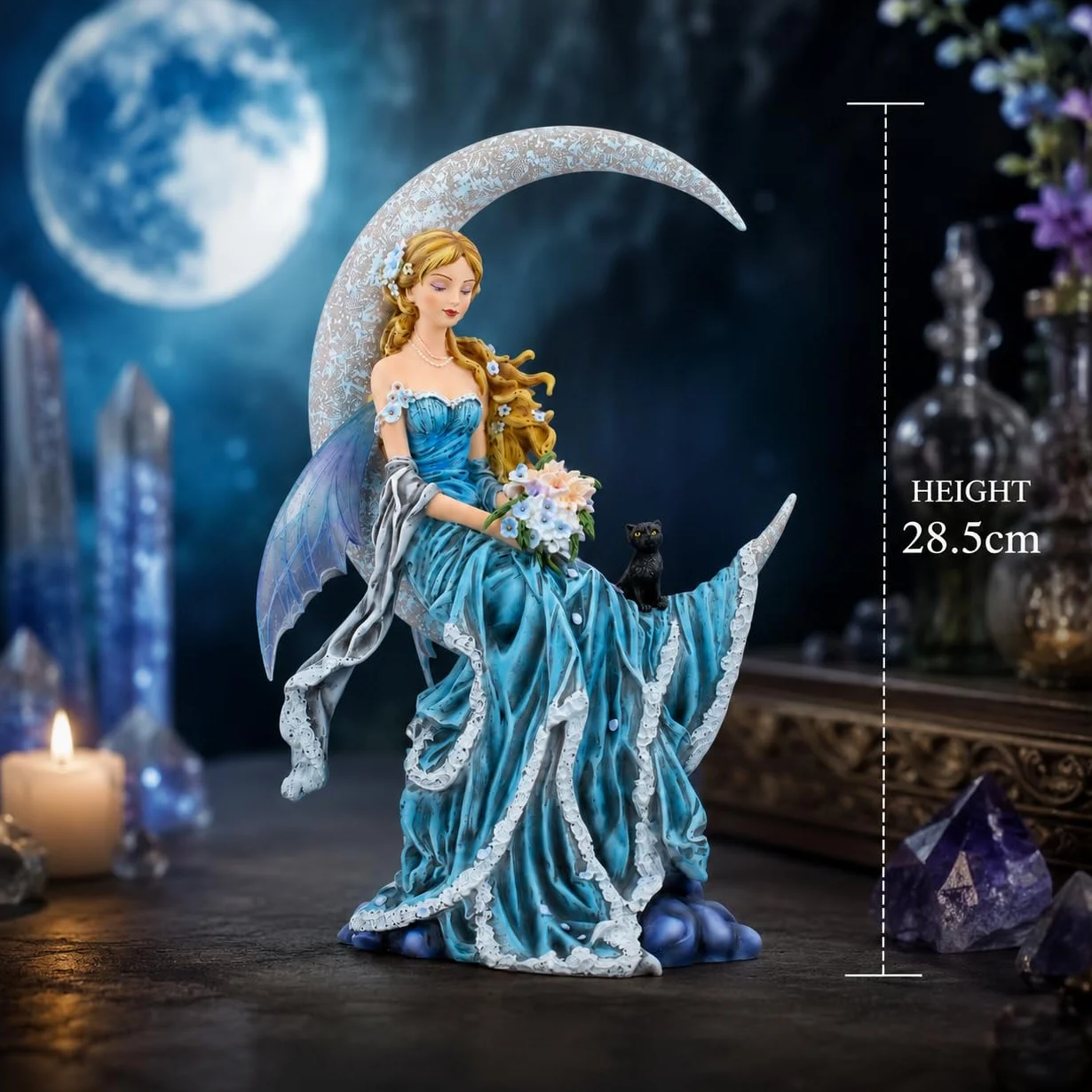 Nemesis Now Wiatr księżyc Nene figurka Tomka 24 cm niebieska