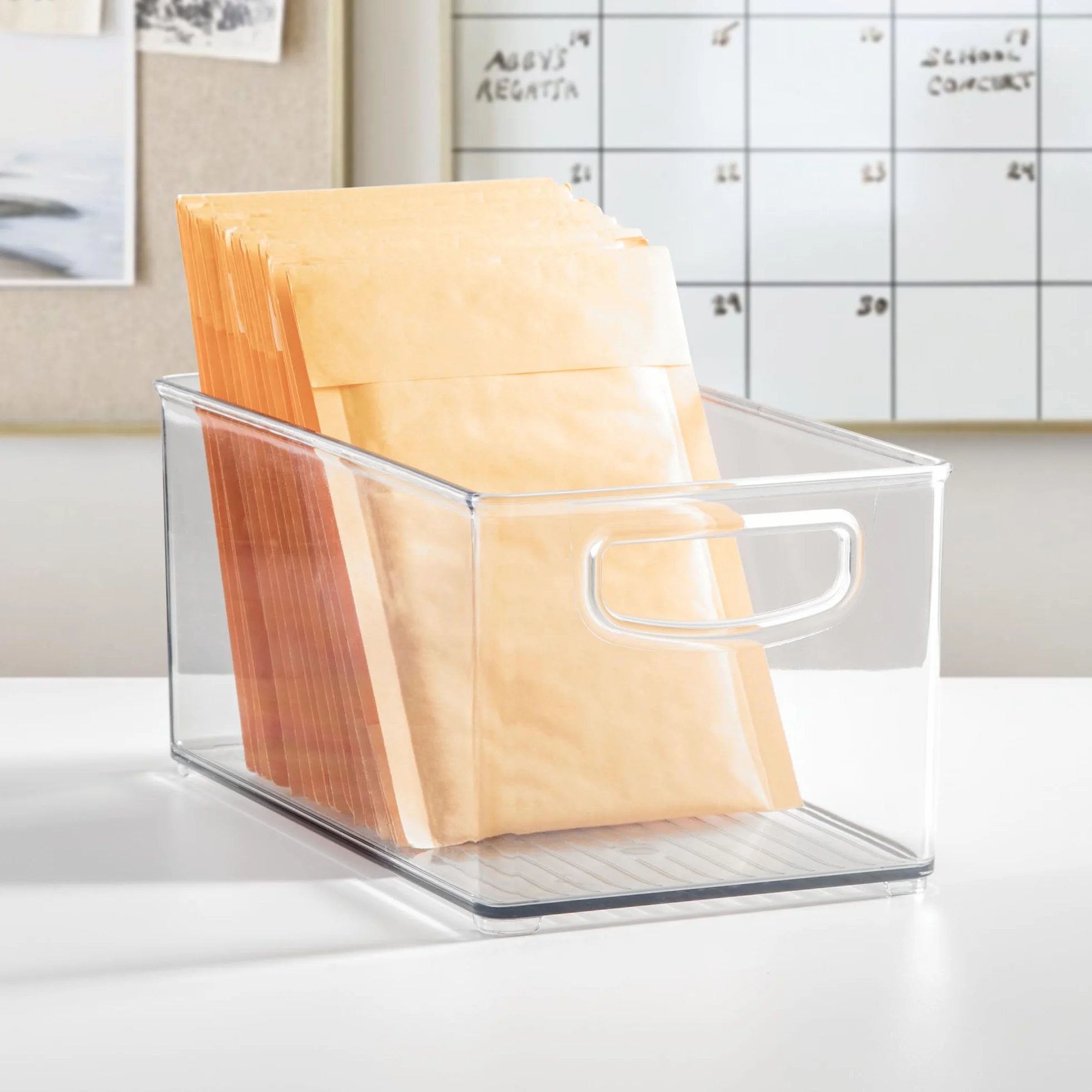 iDesign 6-częściowy organizer kuchenny z recyklingu, z tworzywa sztucznego, z wbudowanymi uchwytami, do kuchni, lodówki, zamrażarki, spiżarni i szafek, różne rozmiary, przezroczysty