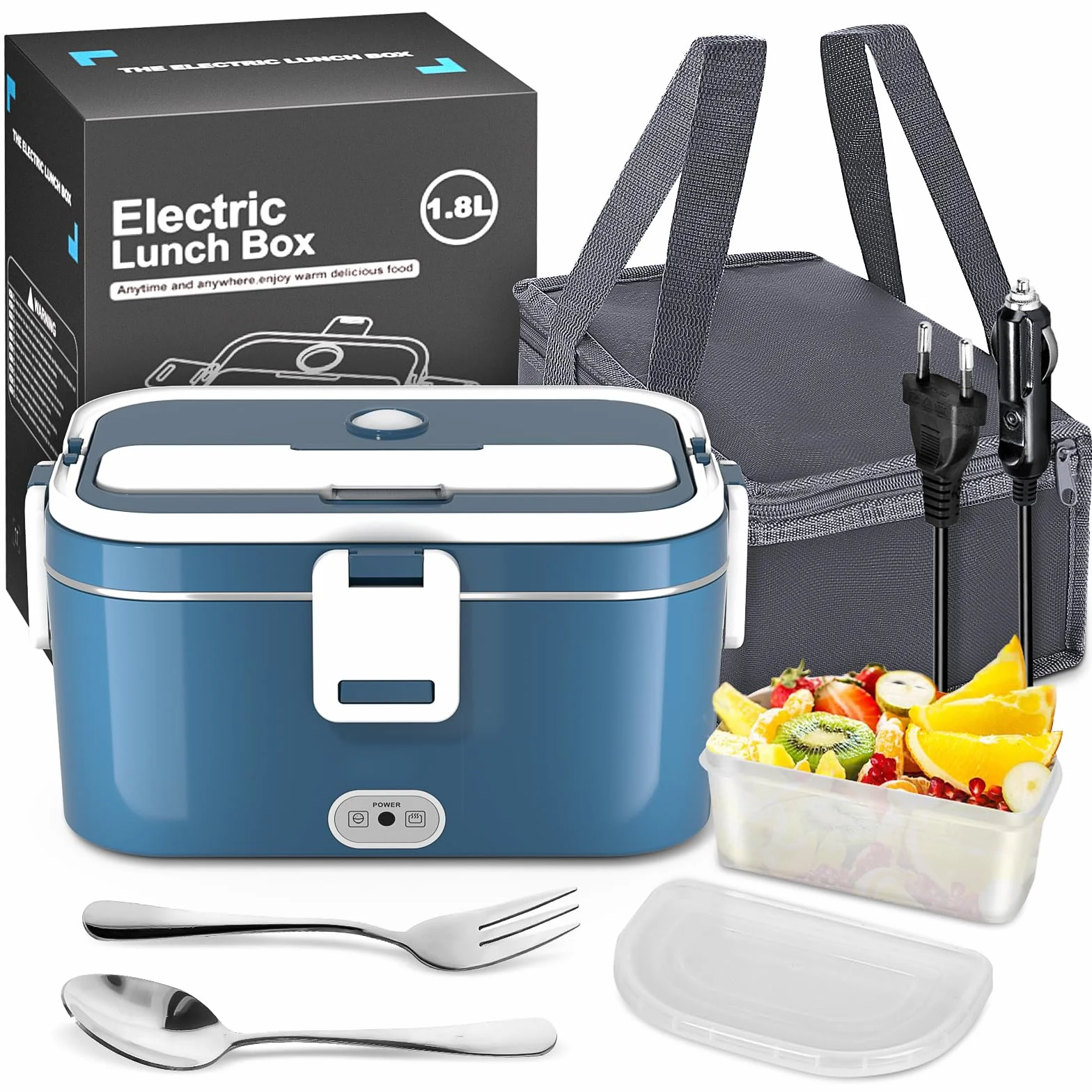 Przenośne elektryczne pudełko na lunch do samochodu i biura, 1,8 l, podgrzewane jedzenie