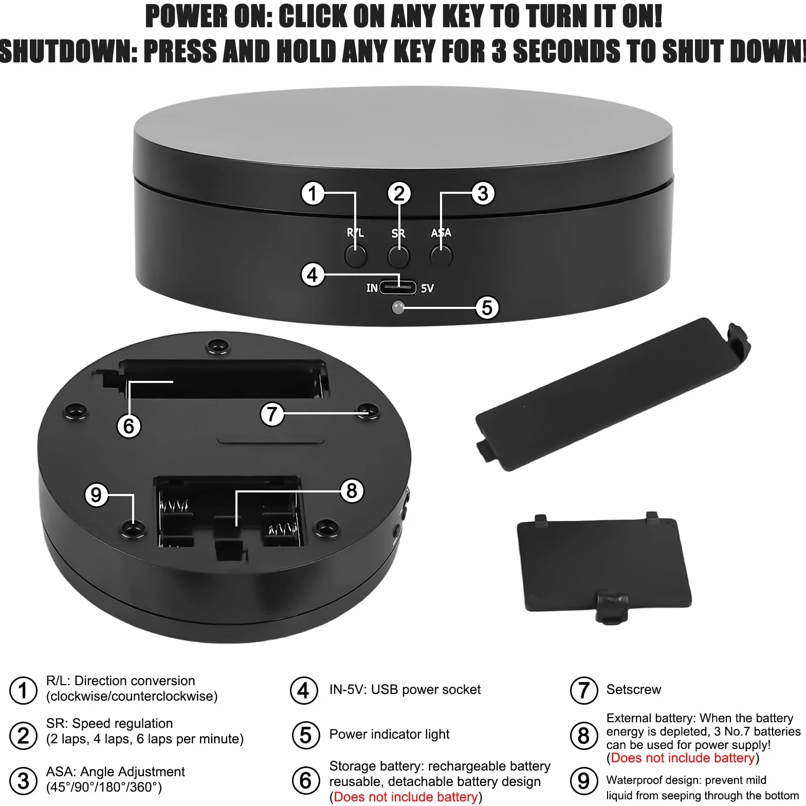 GBKDQQ Elektryczny talerz obrotowy, stojak ekspozycyjny, 13,8 cm, obrotowy stojak ekspozycyjny, 360°, do produktów fotograficznych, biżuterii, zegarków, modeli 3D