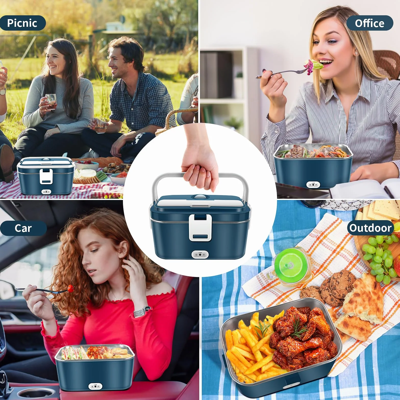 Przenośne elektryczne pudełko na lunch do samochodu i biura, 1,8 l, podgrzewane jedzenie