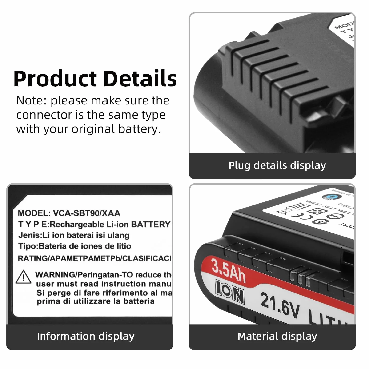 K KYUER 3500mAh VCA-SBT90/XAA Rechargeable Battery for Jet 75/75+/75 Pet/Jet 90/90+ Cordless Stick Vacuum Cleaner