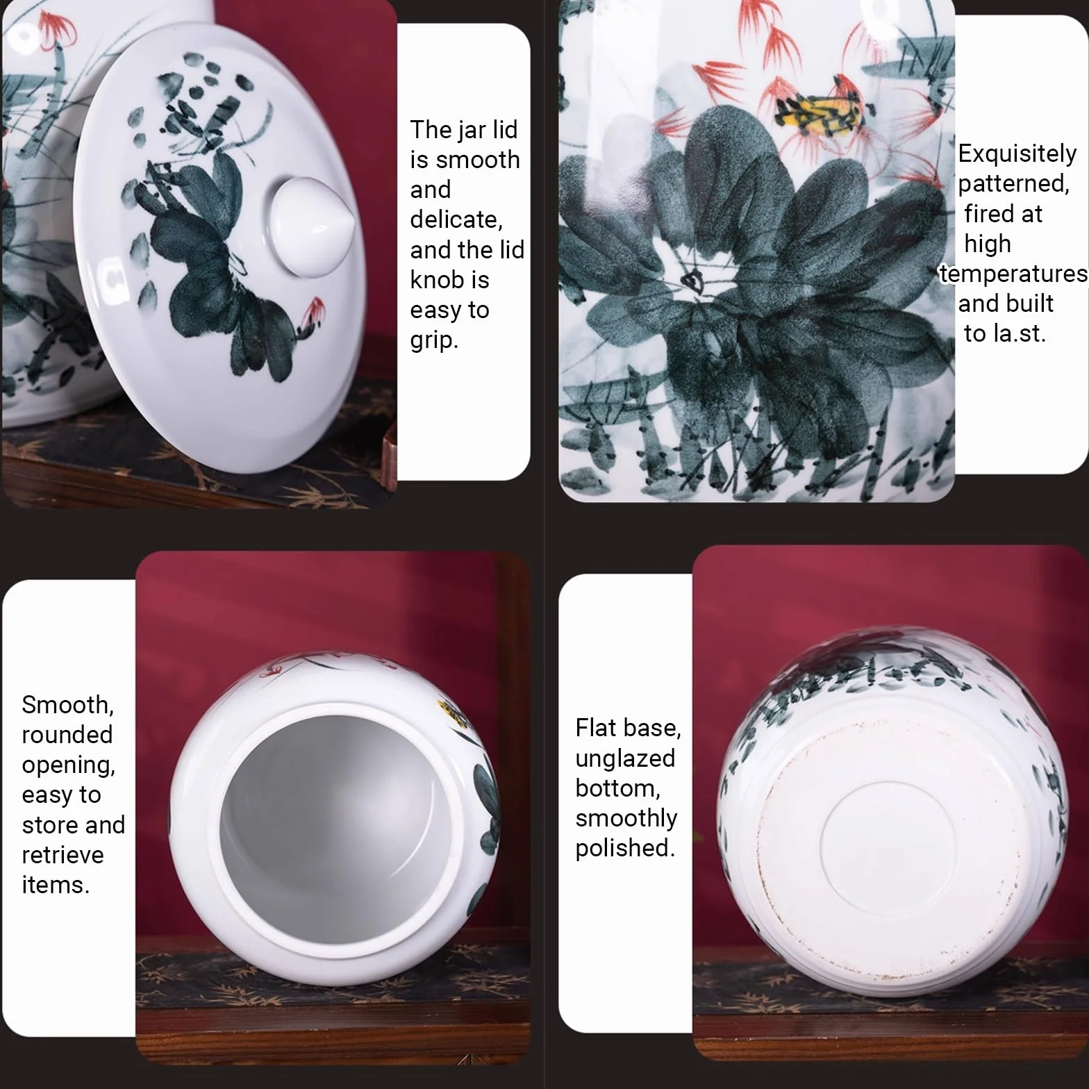 Hermetyczny ceramiczny słoik do przechowywania ryżu z pokrywką, odporny na wilgoć pojemnik na żywność na ryż, płatki śniadaniowe, suche towary, dekoracyjny pojemnik kuchenny