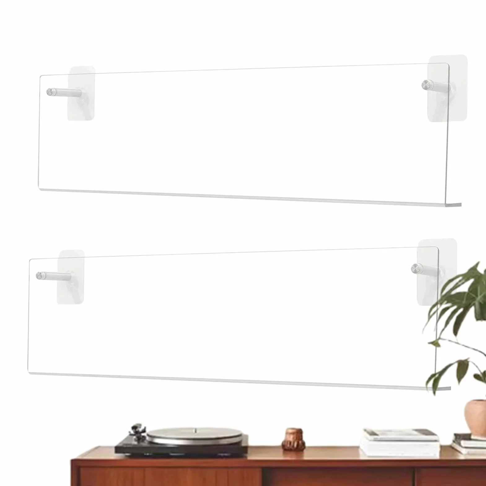 Akrylowy uchwyt na album 40 x 15 x 6 cm, przezroczysta, montowana na ścianie, wielofunkcyjny organizer dla miłośników muzyki, bez wiercenia, do sypialni i kina domowego