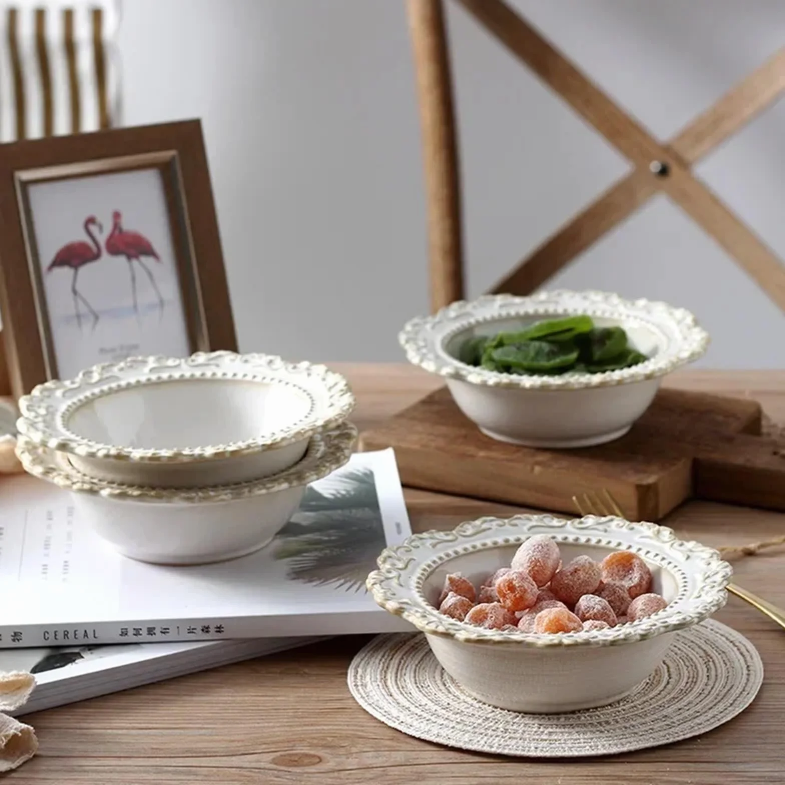 Zestaw Naczyń W Stylu Pałacowym Z Tłoczonym Ceramicznym Talerzem Obiadowym W Stylu Kuchni Zachodniej, Zestaw Misek Do Zupy, Talerz 10,6 Cala