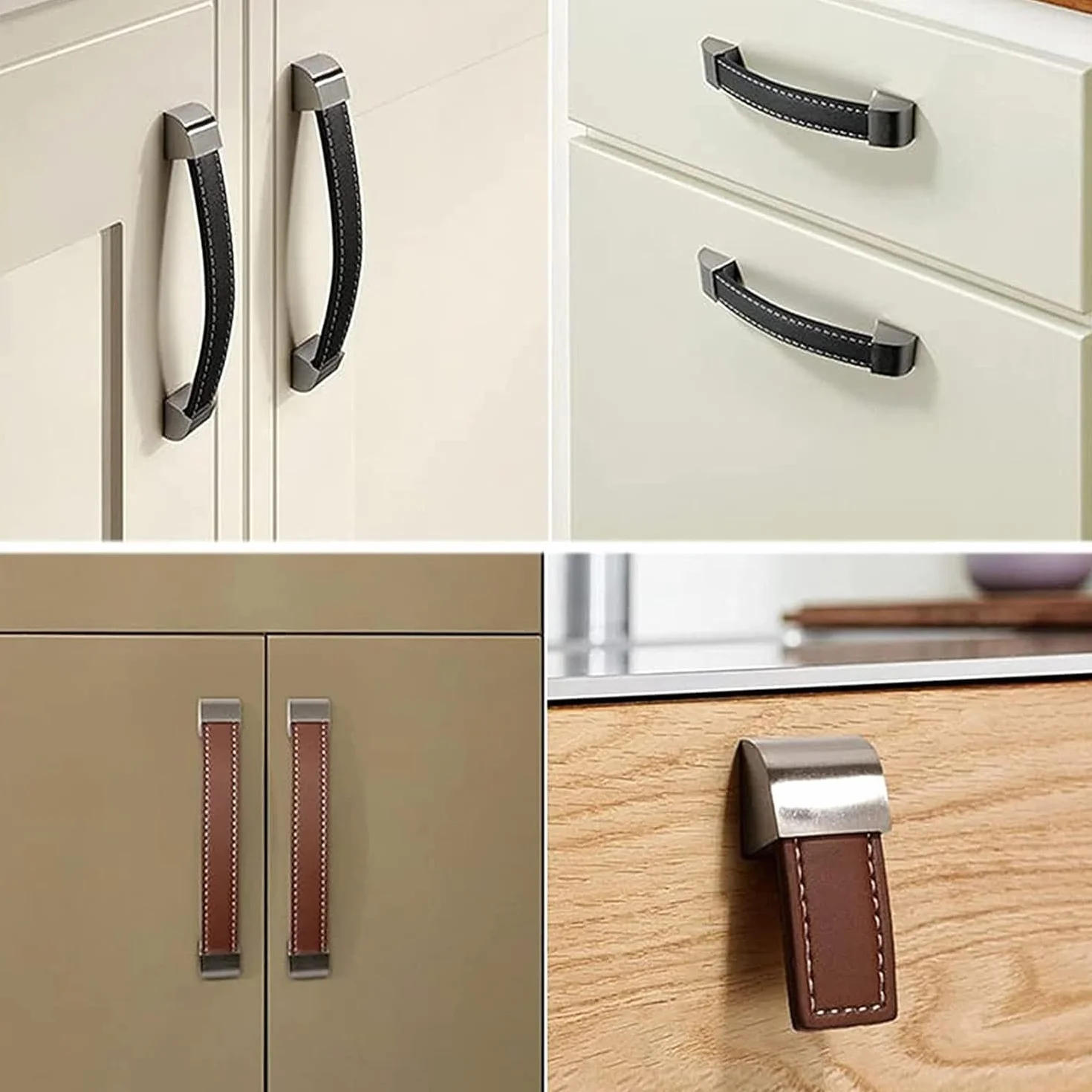 Skórzane uchwyty do szuflad, Drawers Pull Modern Cabinet Kitchen Handles Pulls Knobs for Door Cabinets Wardrobe