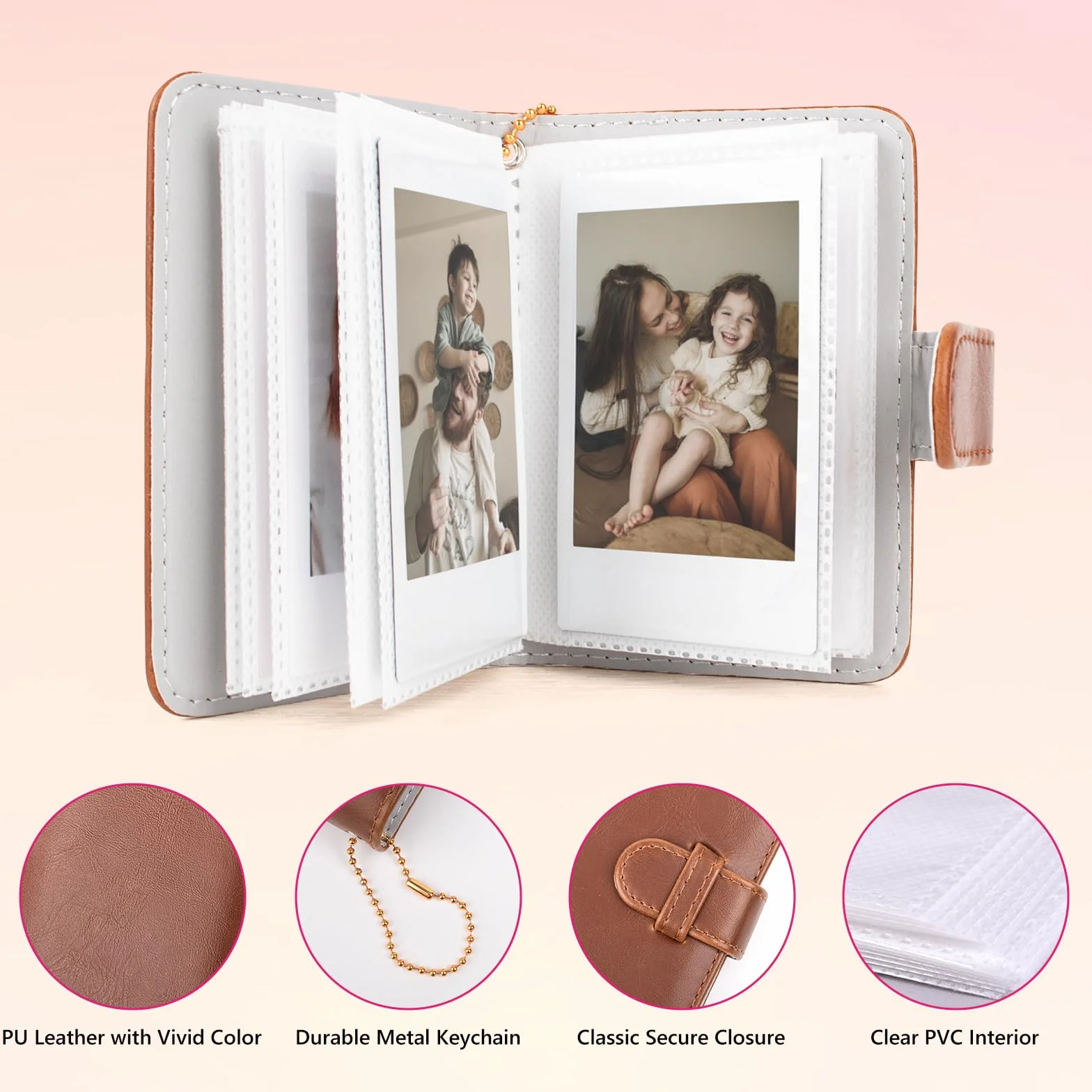 Mini album fotograficzny z 28 kieszeniami, kompatybilny z Fujifilm Instax 2x3 Films – Mini 12, 70, 7s, 8, 8+, 9, 11, 40, 50s, 90, 99