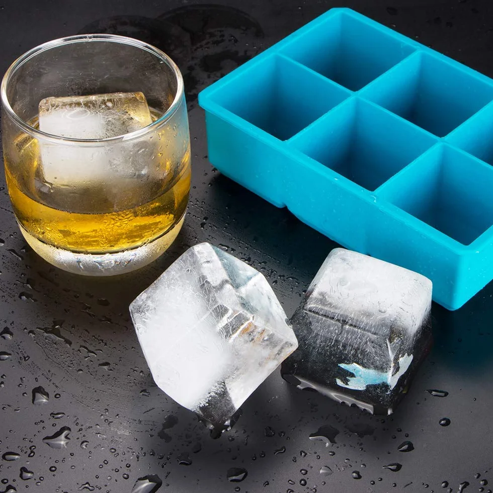 Webake Eiswürfelform Groß 2 Stück 5 x 5 cm Silikon Eiswürfel Form Eiswürfelbehälter 6er Eiswürfelformen XXL Silikonform Ice Cube Tray